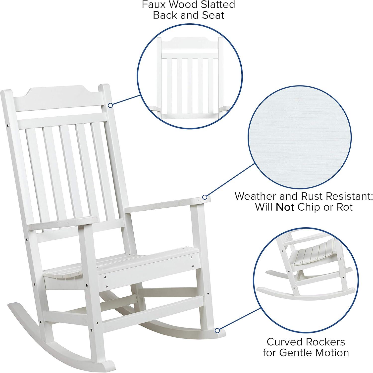 imageFlash Furniture Set of 2 Winston AllWeather Rocking Chair in Red Faux WoodWhite