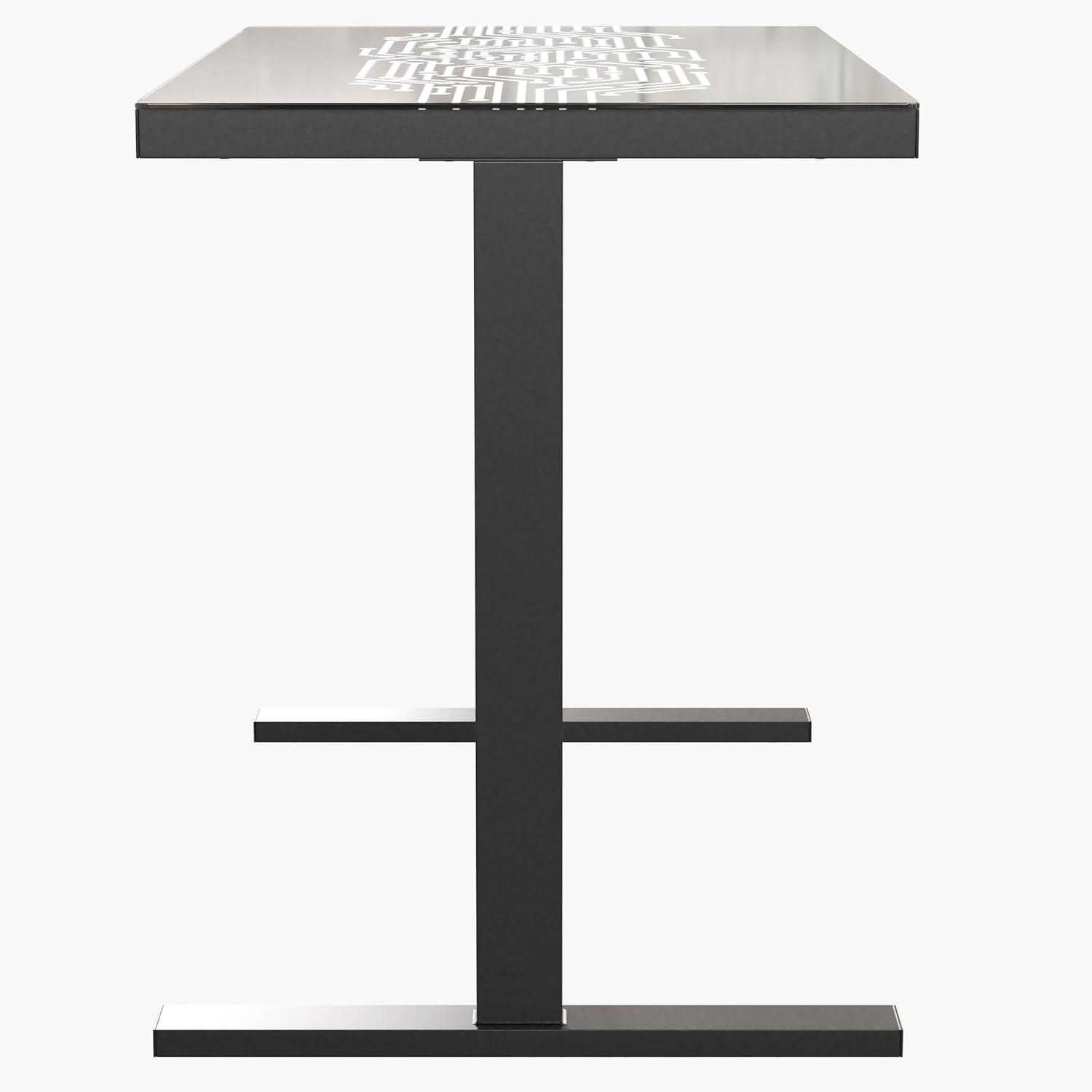 imageFlash Furniture Shan 43quot Commercial Grade Gaming Desk with LED Lights Black Steel Frame Tempered Glass Desktop Home or Office Computer Table Wired LED Remote