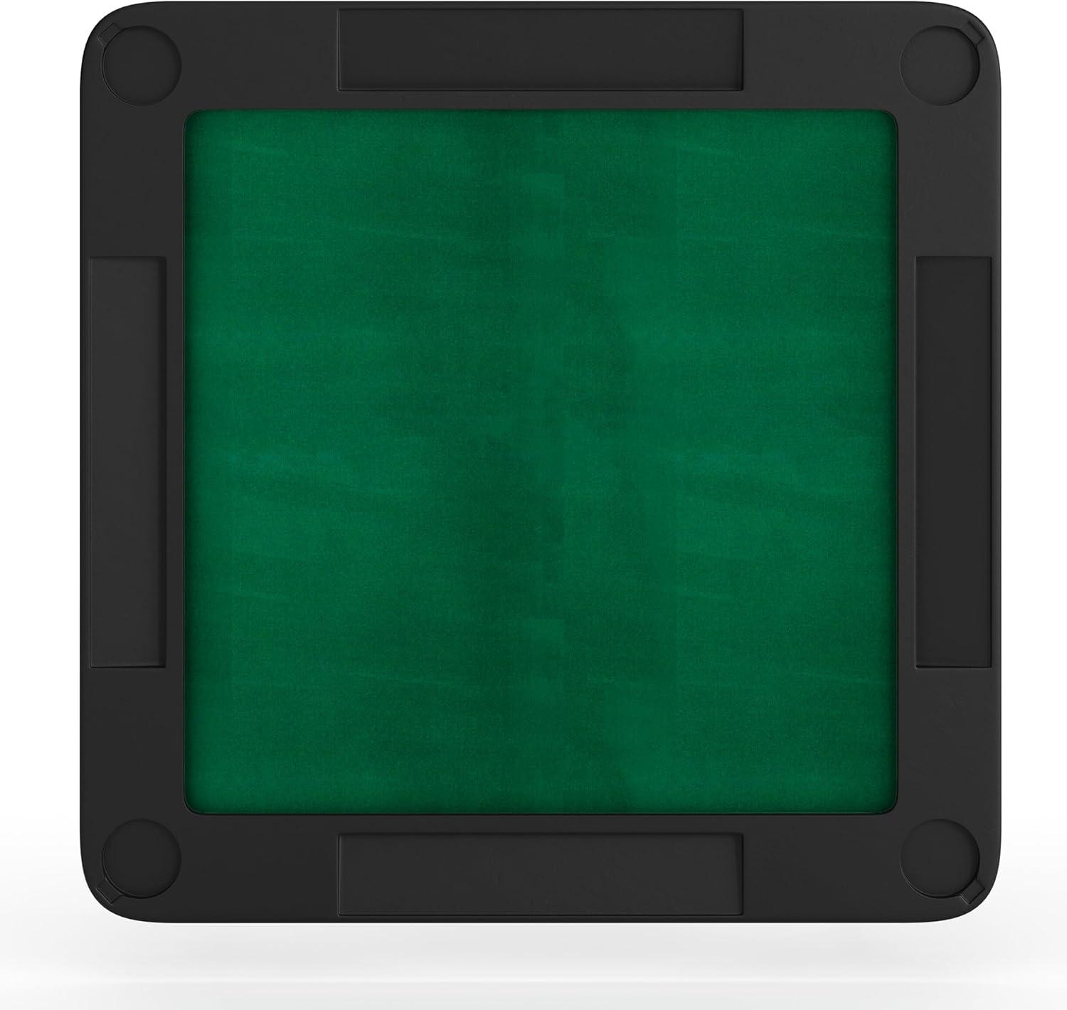 imageFlash Furniture Silas 345quot Square Folding Card Table with Felt Green Surface and Cup Holders Portable Folding Game Table for 4 Players WhiteGreenBlack TopGreen Felt Surface
