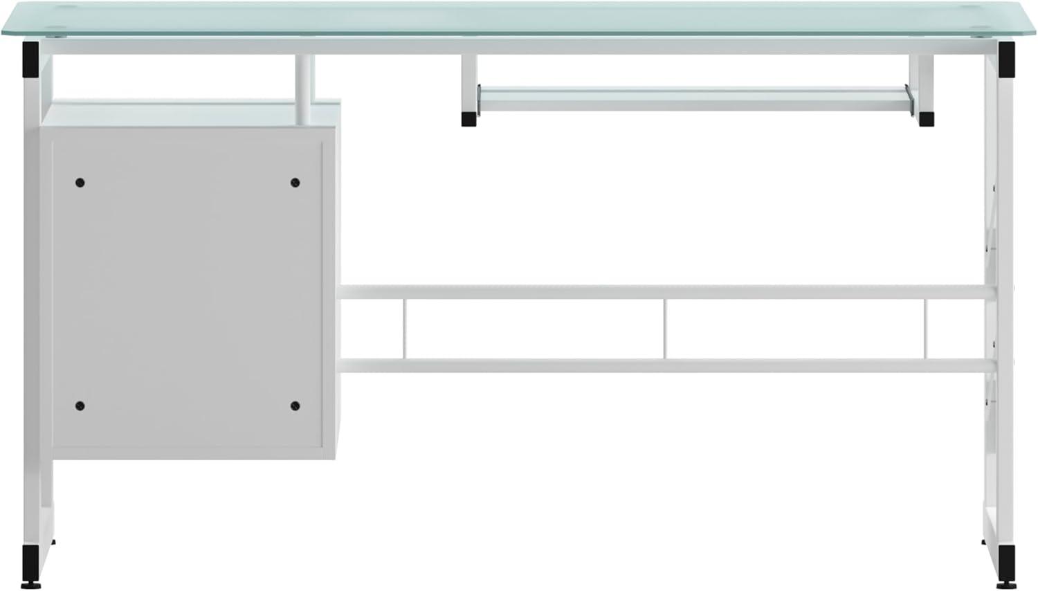imageFlash Furniture Singleton White Computer Desk with Frosted Glass Top and Three Drawer Pedestal