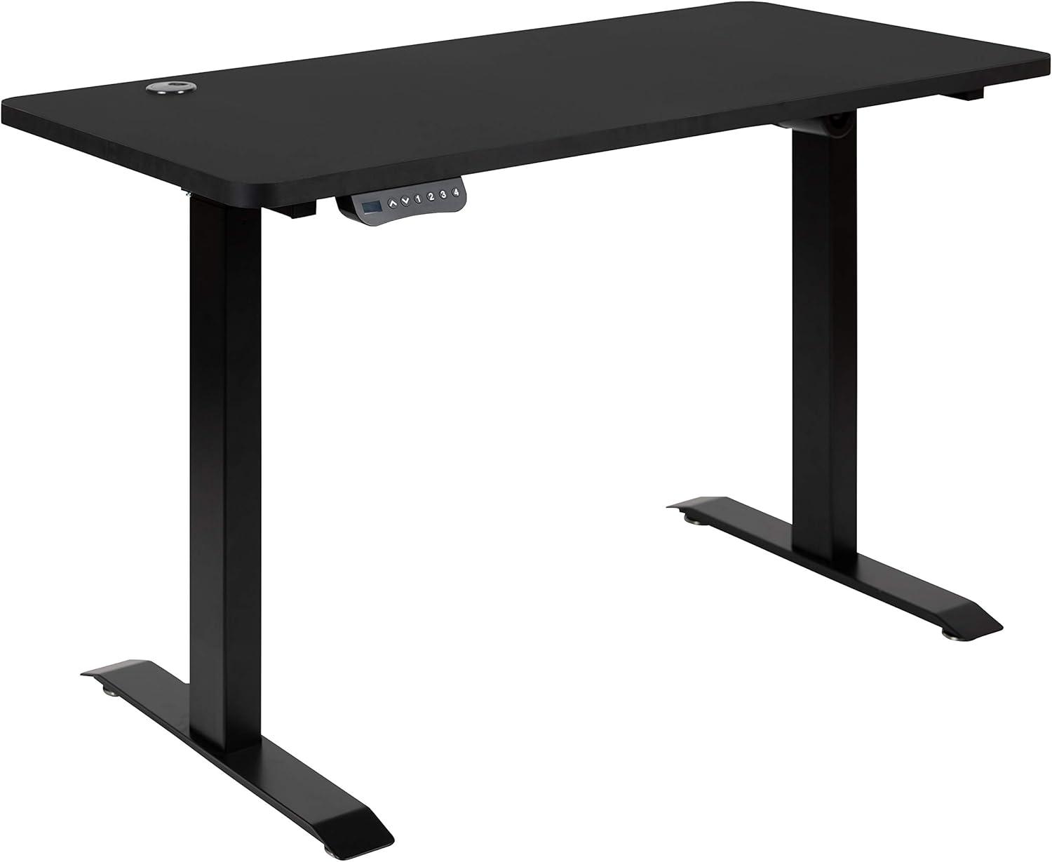imageFlash Furniture Tanner Electric Height Adjustable Standing Desk Table Top 48quot Wide 24quot Deep MahoganyBlack