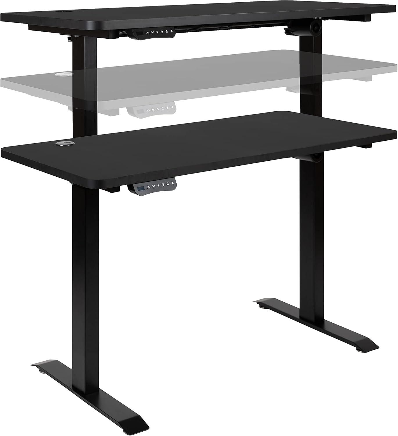 imageFlash Furniture Tanner Electric Height Adjustable Standing Desk Table Top 48quot Wide 24quot Deep MahoganyBlack