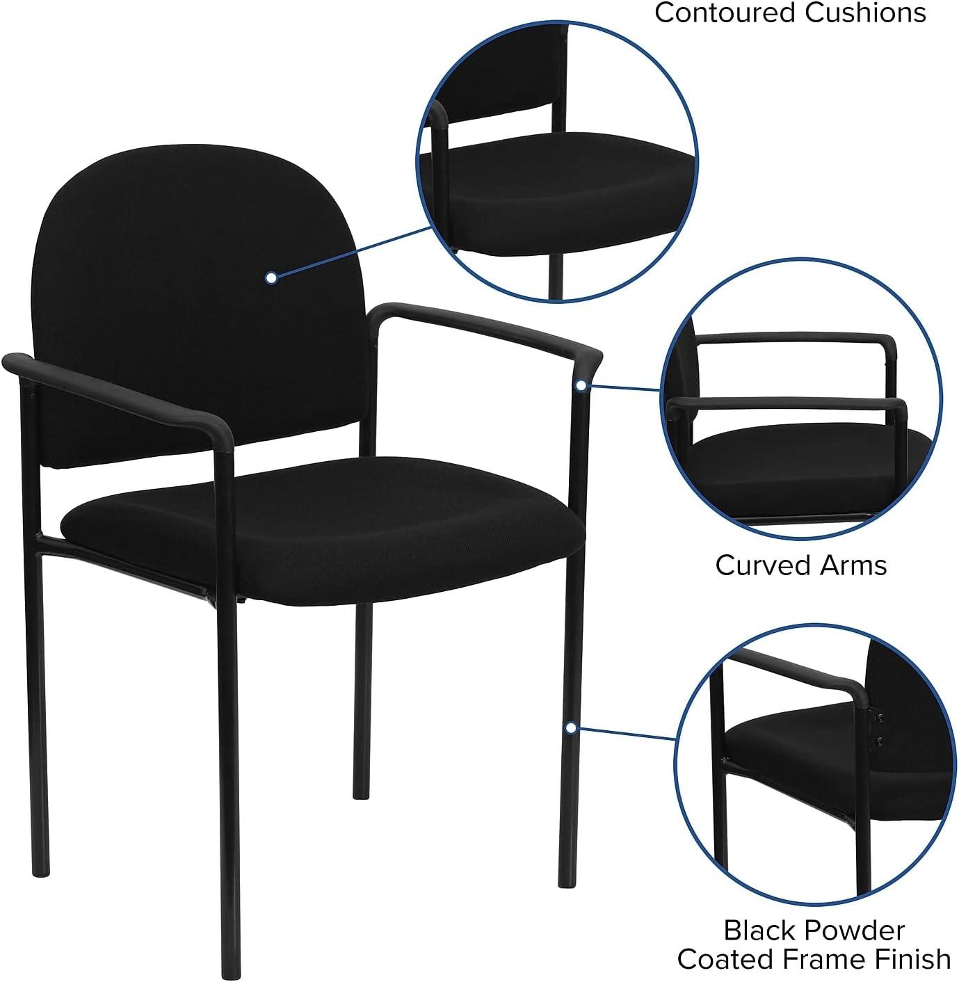 imageFlash Furniture Tiffany Side Reception Chair with Armrests Stackable Vinyl Waiting Room Chair for Commercial or Residential Use NavyBlack Fabric