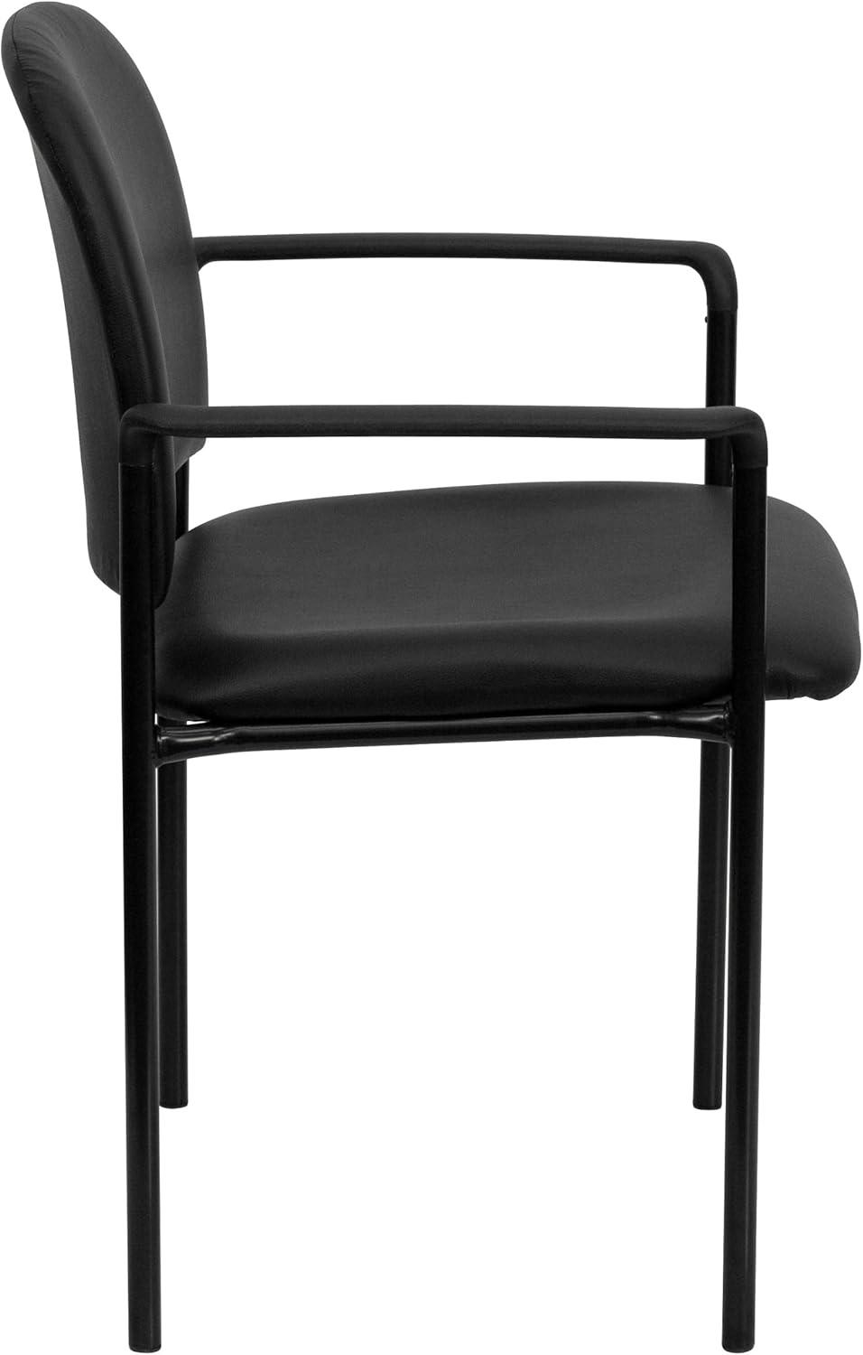 imageFlash Furniture Tiffany Side Reception Chair with Armrests Stackable Vinyl Waiting Room Chair for Commercial or Residential Use NavyBlack Vinyl