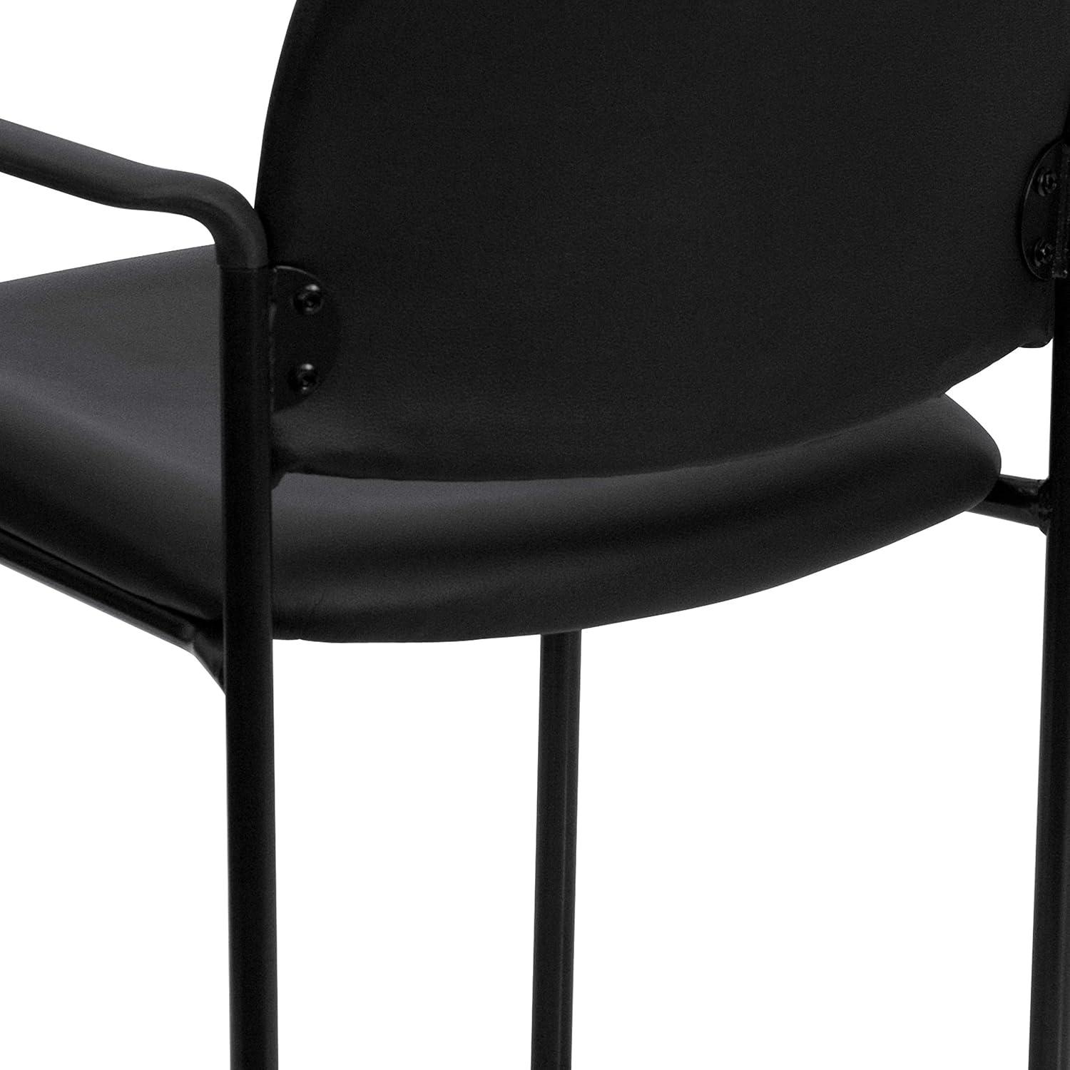 imageFlash Furniture Tiffany Side Reception Chair with Armrests Stackable Vinyl Waiting Room Chair for Commercial or Residential Use NavyBlack Vinyl