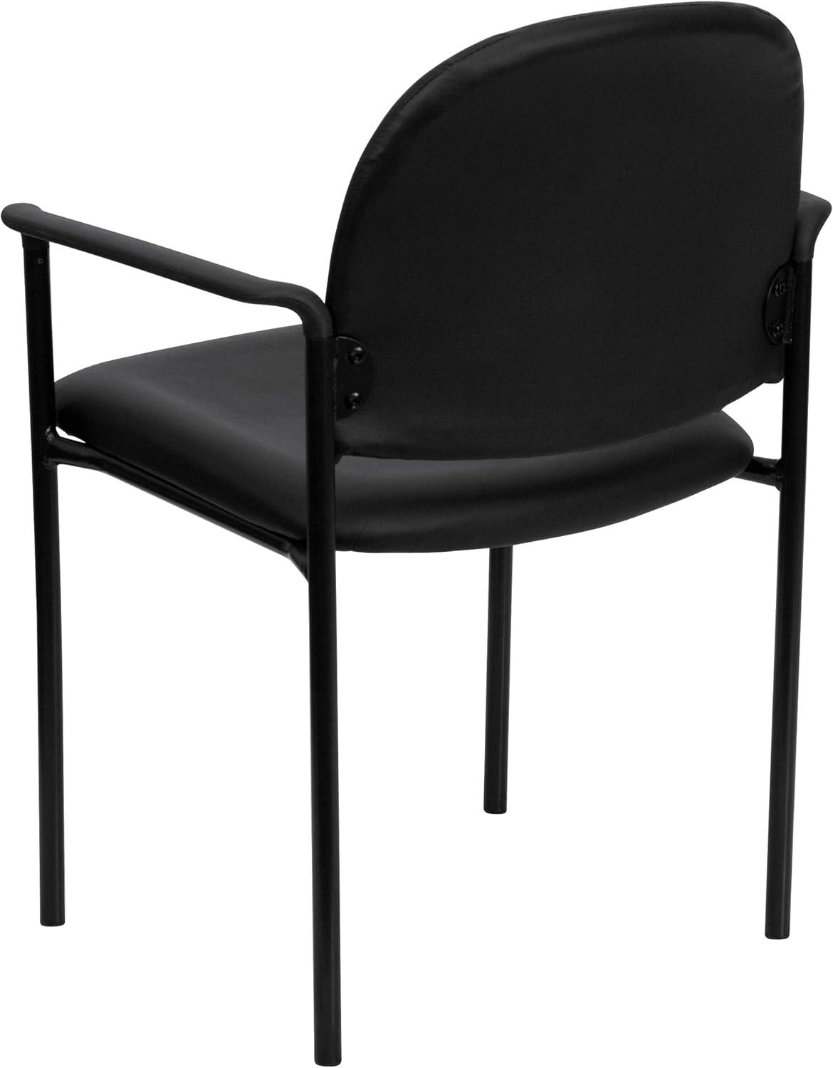 imageFlash Furniture Tiffany Side Reception Chair with Armrests Stackable Vinyl Waiting Room Chair for Commercial or Residential Use NavyBlack Vinyl