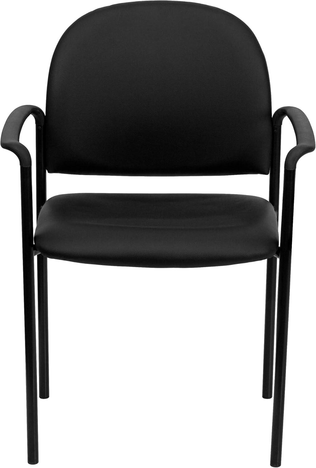 imageFlash Furniture Tiffany Side Reception Chair with Armrests Stackable Vinyl Waiting Room Chair for Commercial or Residential Use NavyBlack Vinyl