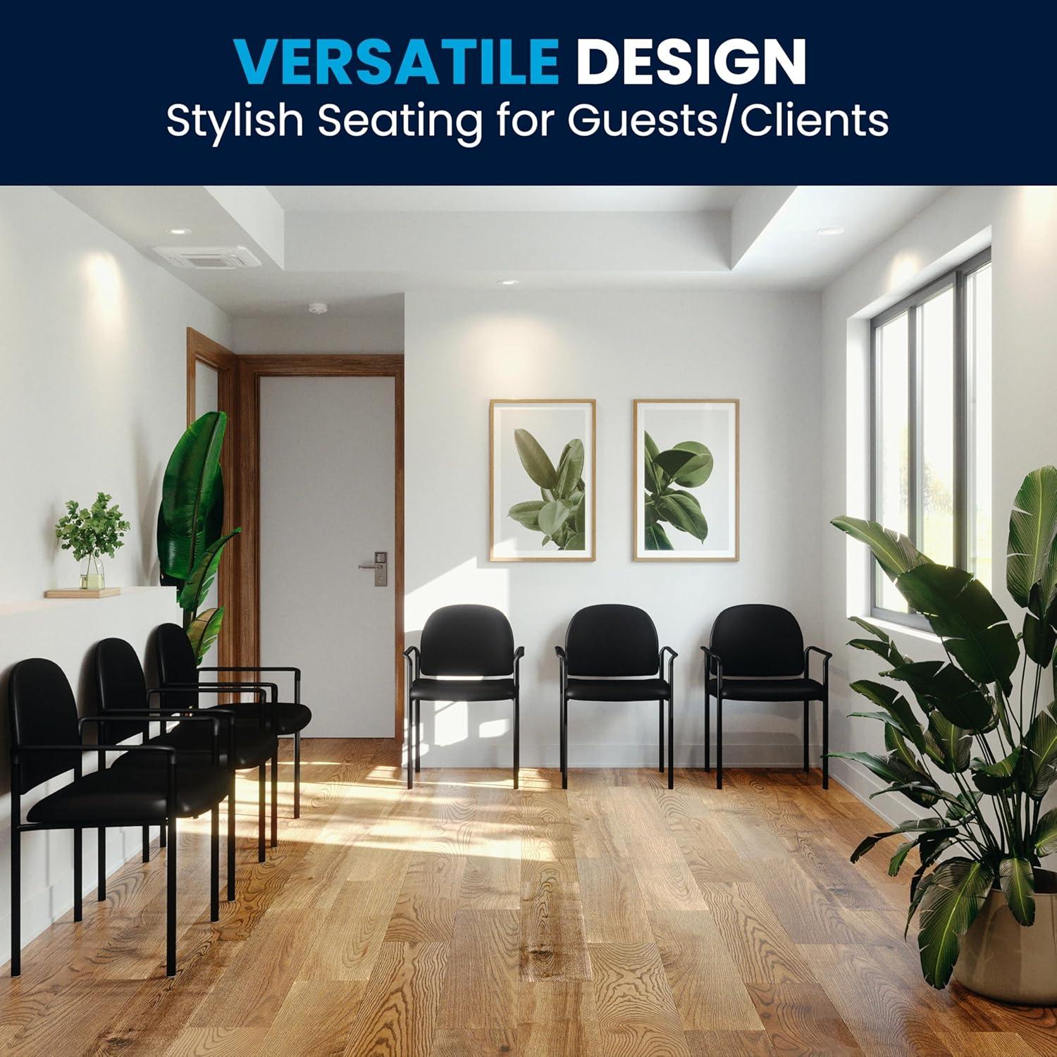 imageFlash Furniture Tiffany Side Reception Chair with Armrests Stackable Vinyl Waiting Room Chair for Commercial or Residential Use NavyBlack Vinyl
