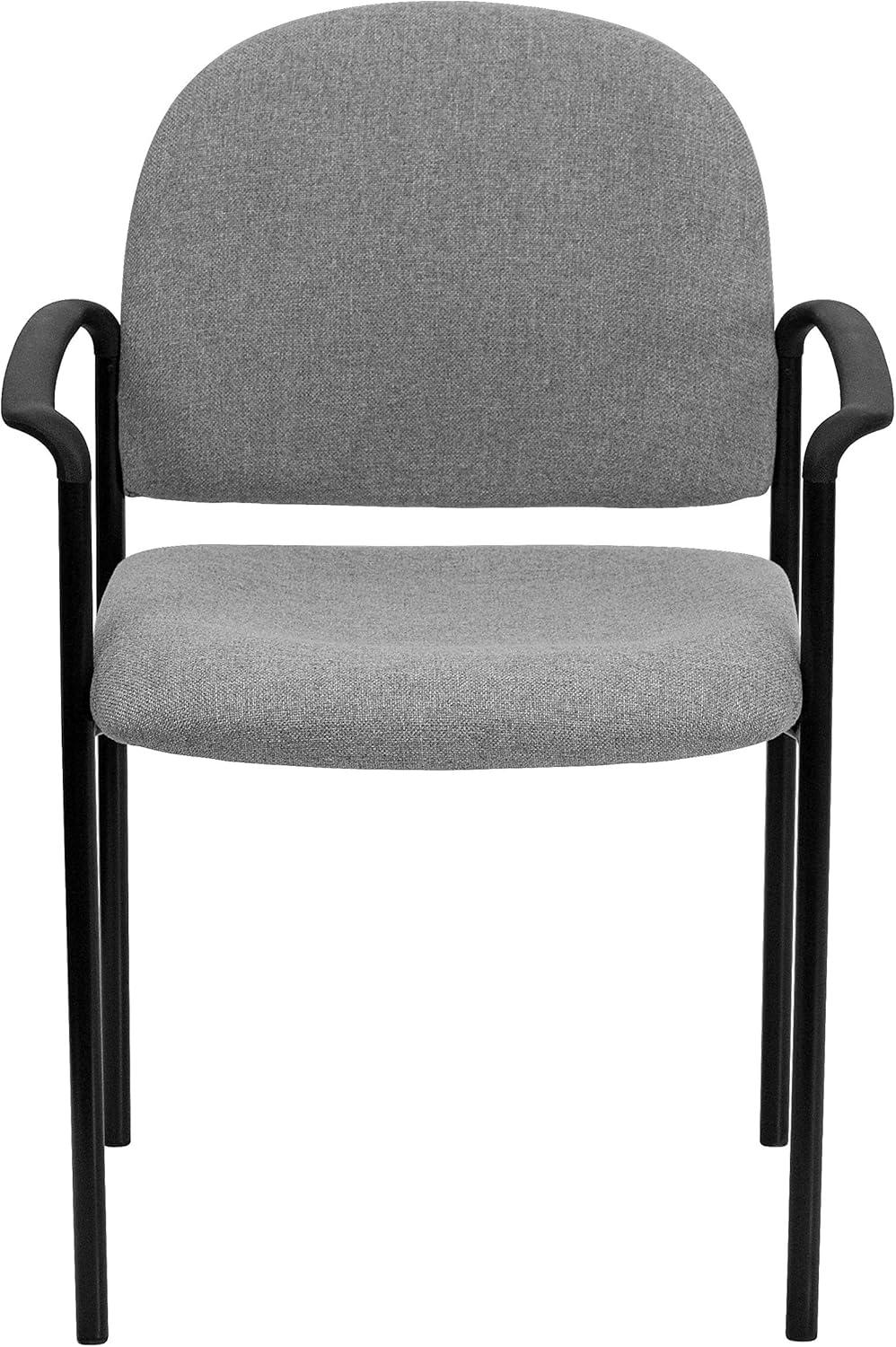 imageFlash Furniture Tiffany Side Reception Chair with Armrests Stackable Vinyl Waiting Room Chair for Commercial or Residential Use NavyGray Fabric
