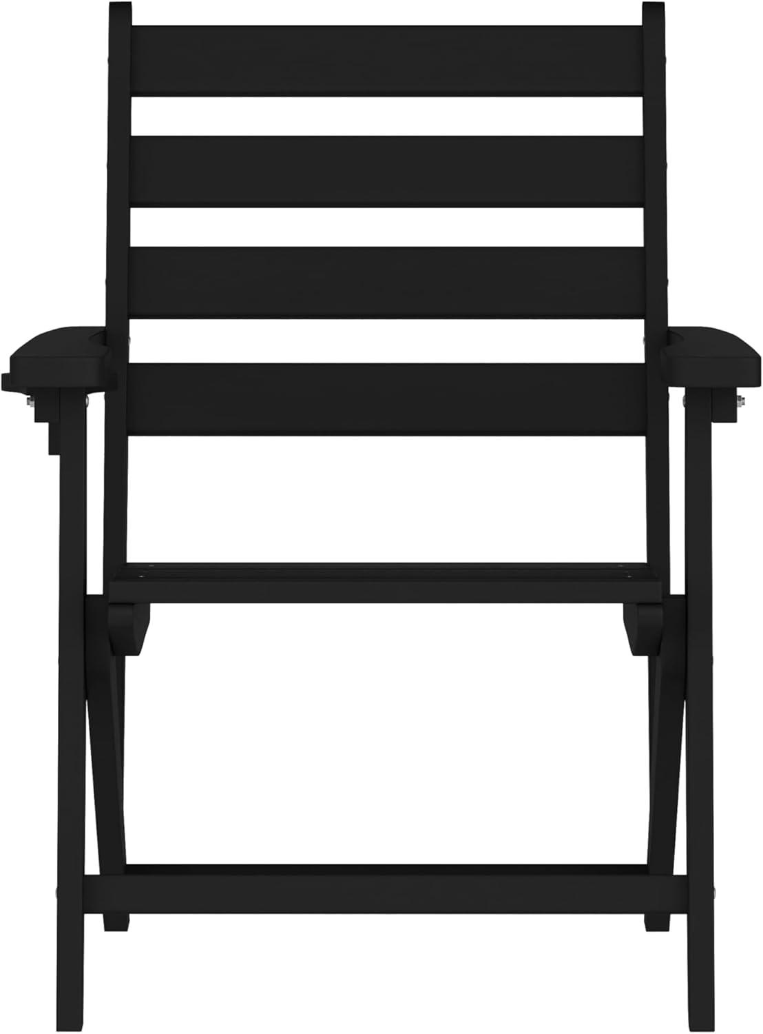 imageFlash Furniture Tolleson Adirondack Dining Chair with Cup Holder Commercial Weather Resistant Recycled HDPE Adirondack Chair Fold Out Cupholder WhiteBlack