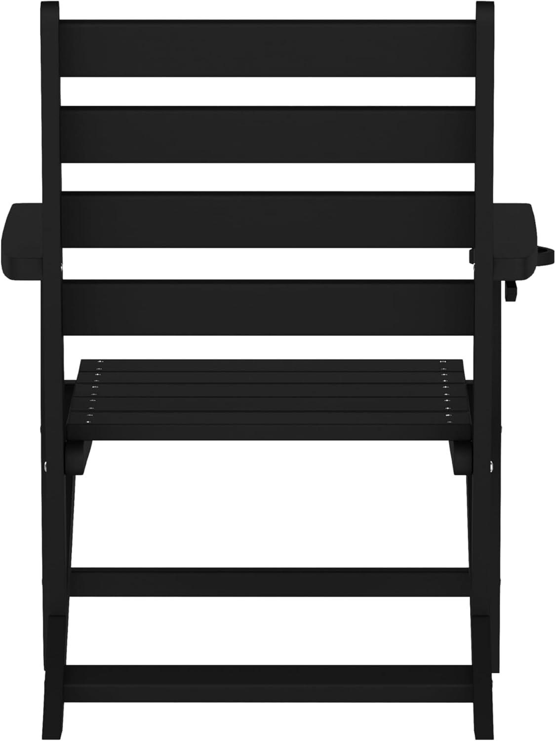 imageFlash Furniture Tolleson Adirondack Dining Chair with Cup Holder Commercial Weather Resistant Recycled HDPE Adirondack Chair Fold Out Cupholder WhiteBlack