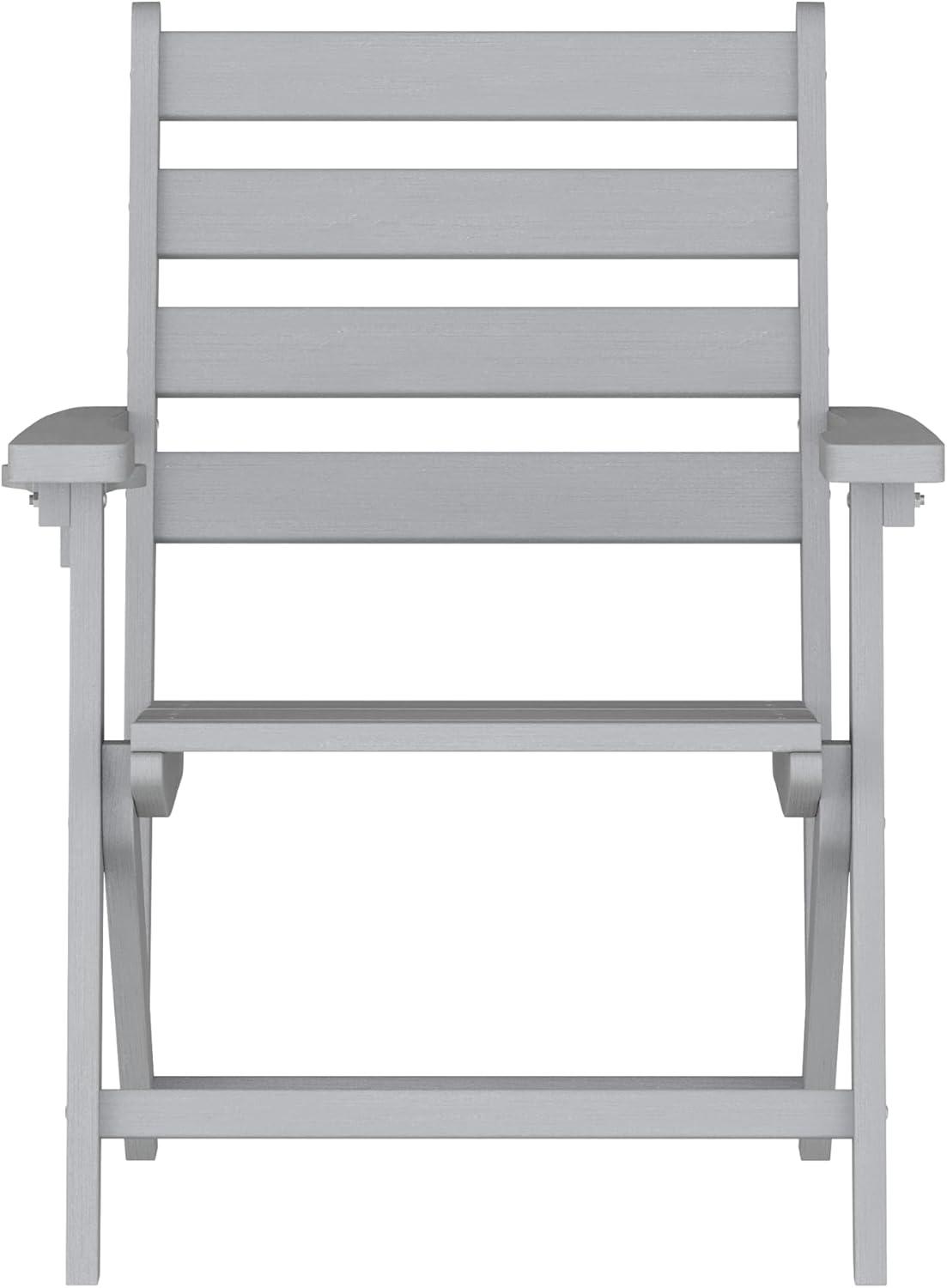 imageFlash Furniture Tolleson Adirondack Dining Chair with Cup Holder Commercial Weather Resistant Recycled HDPE Adirondack Chair Fold Out Cupholder WhiteGrey