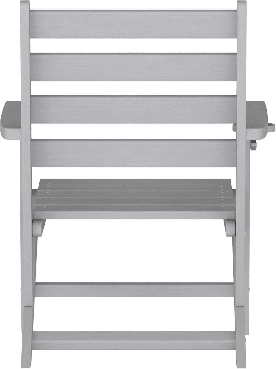 imageFlash Furniture Tolleson Adirondack Dining Chair with Cup Holder Commercial Weather Resistant Recycled HDPE Adirondack Chair Fold Out Cupholder WhiteGrey