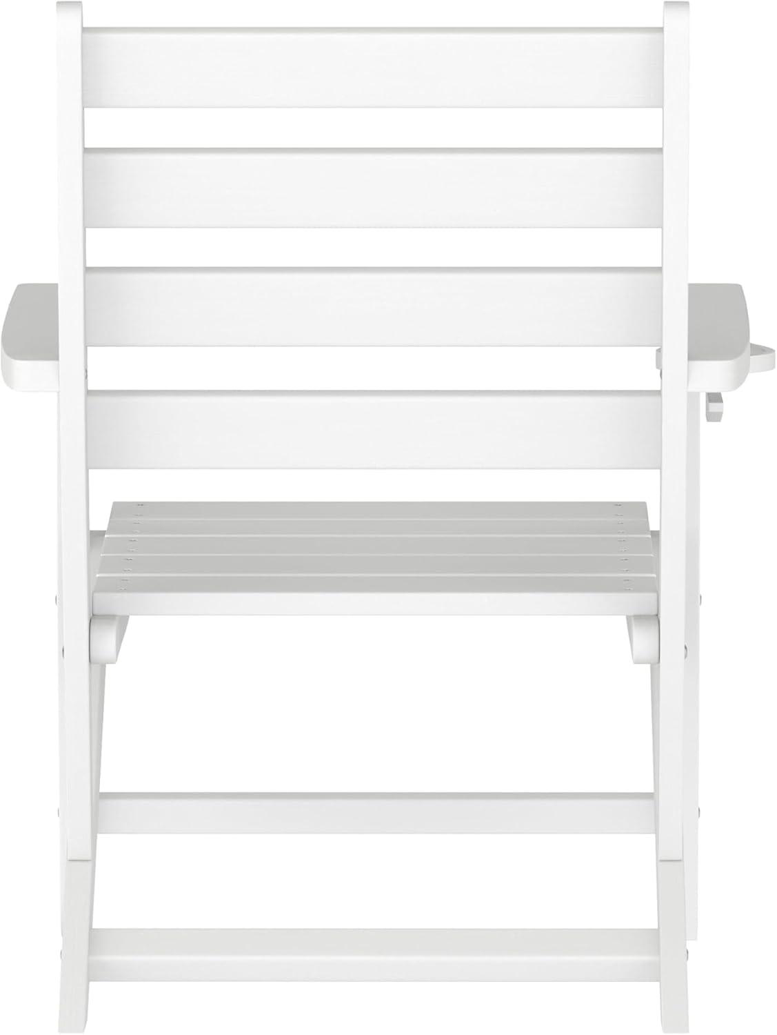 imageFlash Furniture Tolleson Adirondack Dining Chair with Cup Holder Commercial Weather Resistant Recycled HDPE Adirondack Chair Fold Out Cupholder WhiteWhite