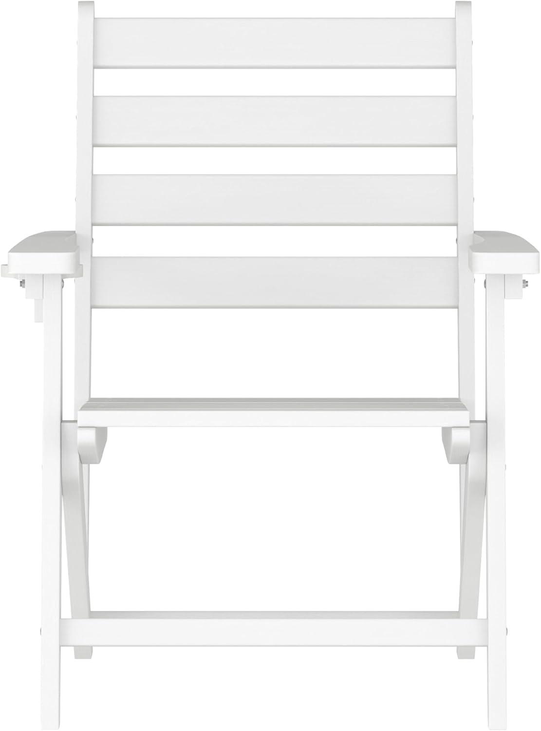 imageFlash Furniture Tolleson Adirondack Dining Chair with Cup Holder Commercial Weather Resistant Recycled HDPE Adirondack Chair Fold Out Cupholder WhiteWhite