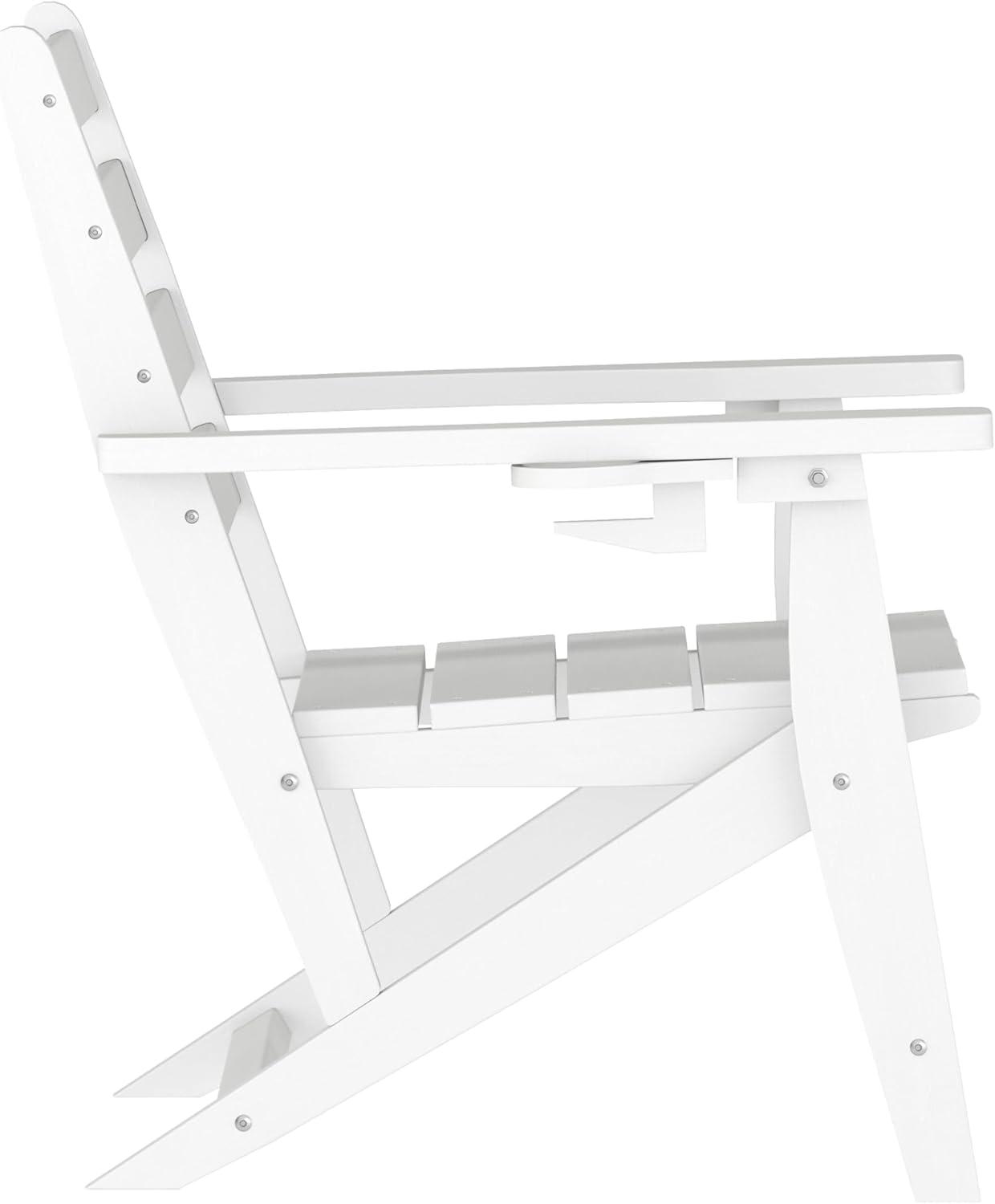imageFlash Furniture Tolleson Adirondack Dining Chair with Cup Holder Commercial Weather Resistant Recycled HDPE Adirondack Chair Fold Out Cupholder WhiteWhite