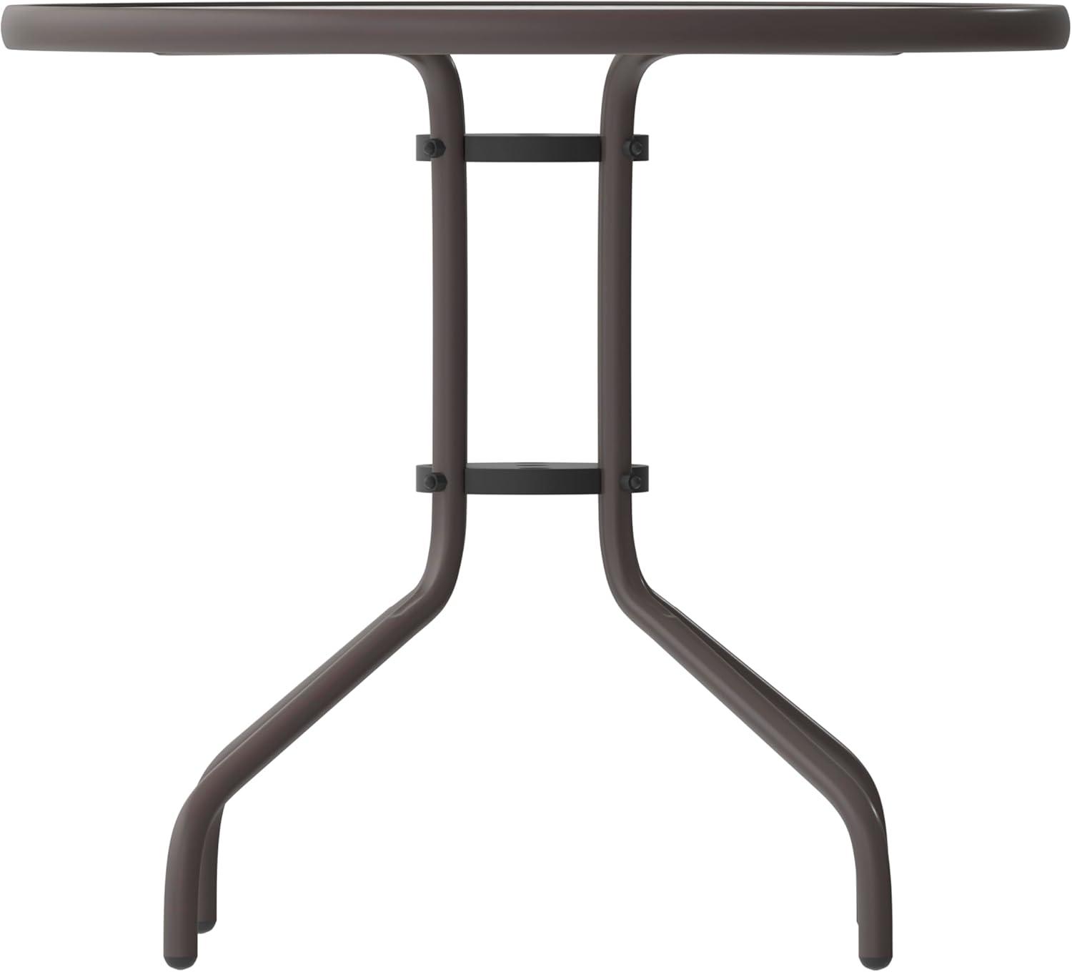 imageFlash Furniture Tory 315quot x 55quot Rectangular Tempered Glass Metal Patio Table with Umbrella Hole Modern Rippled Glass Outdoor Dining Table BlackClear TopBronze Frame
