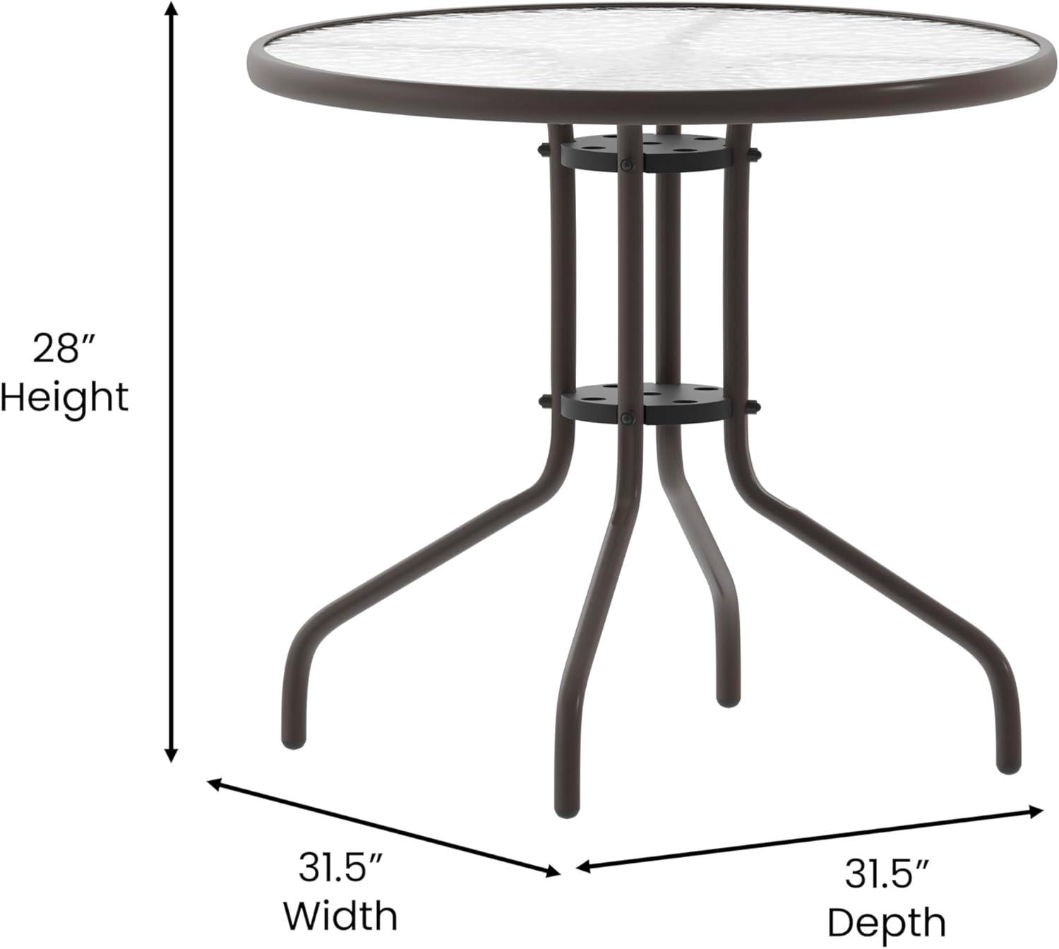 imageFlash Furniture Tory 315quot x 55quot Rectangular Tempered Glass Metal Patio Table with Umbrella Hole Modern Rippled Glass Outdoor Dining Table BlackClear TopBronze Frame
