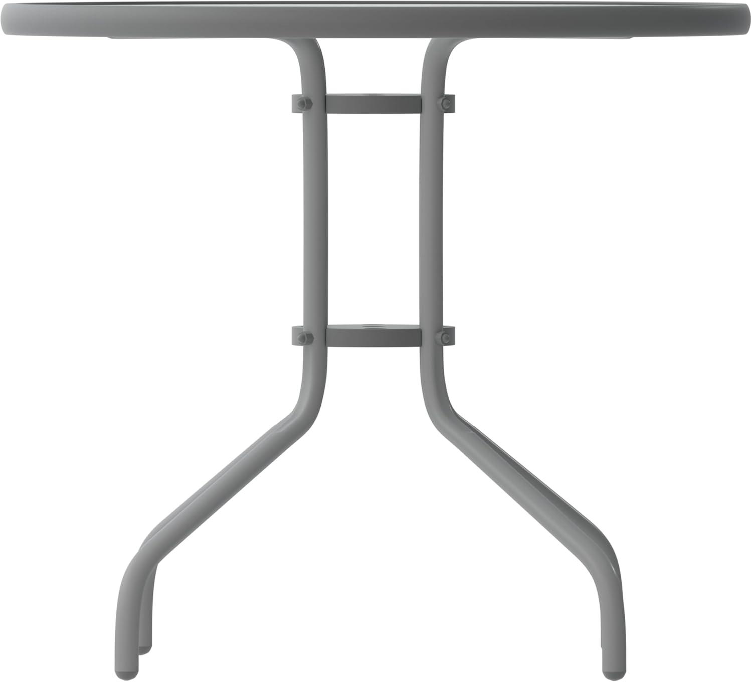 imageFlash Furniture Tory 315quot x 55quot Rectangular Tempered Glass Metal Patio Table with Umbrella Hole Modern Rippled Glass Outdoor Dining Table BlackClear TopSilver Frame
