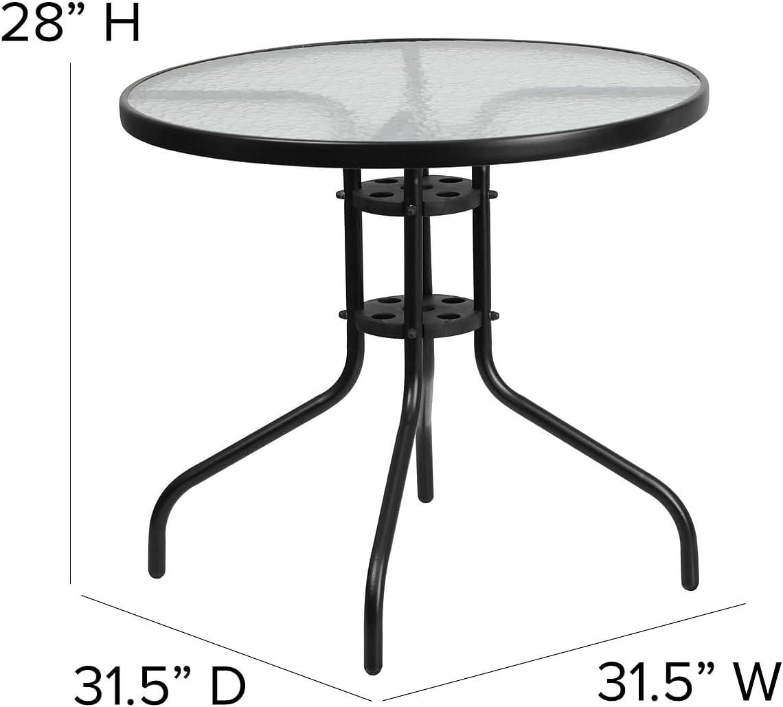 imageFlash Furniture Tory 315quot x 55quot Rectangular Tempered Glass Metal Patio Table with Umbrella Hole Modern Rippled Glass Outdoor Dining Table BlackClear