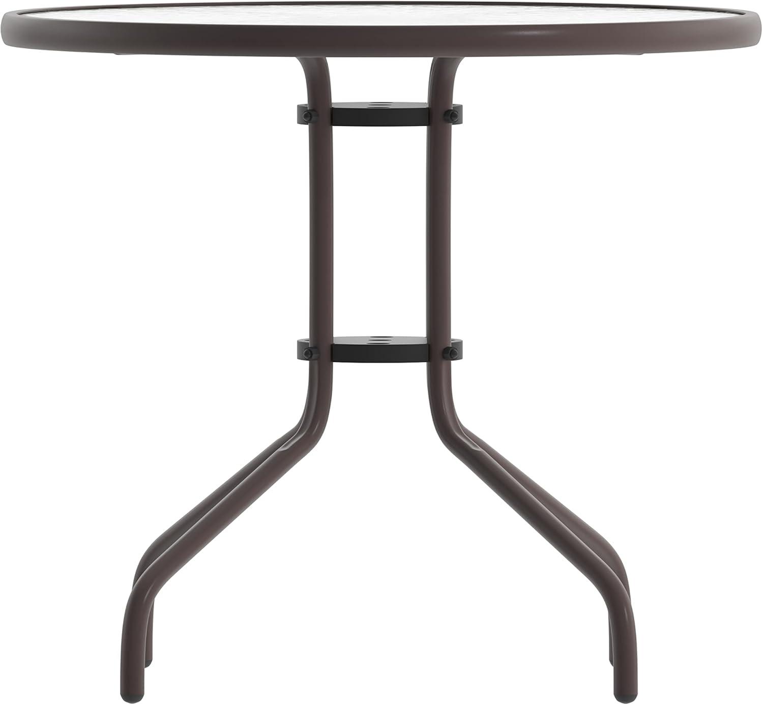 imageFlash Furniture Tory 315quot x 55quot Rectangular Tempered Glass Metal Patio Table with Umbrella Hole Modern Rippled Glass Outdoor Dining Table BlackClear TopBronze Frame
