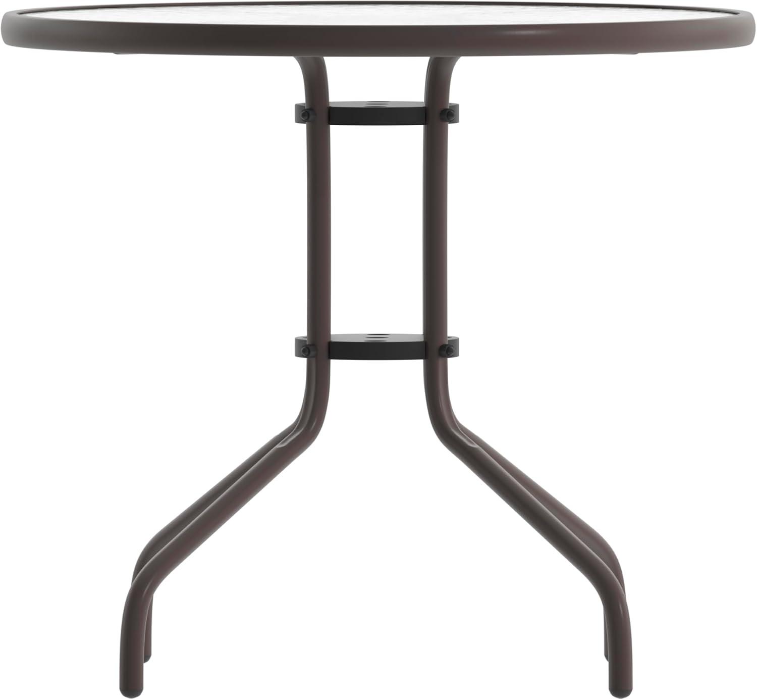 imageFlash Furniture Tory 315quot x 55quot Rectangular Tempered Glass Metal Patio Table with Umbrella Hole Modern Rippled Glass Outdoor Dining Table BlackClear TopBronze Frame