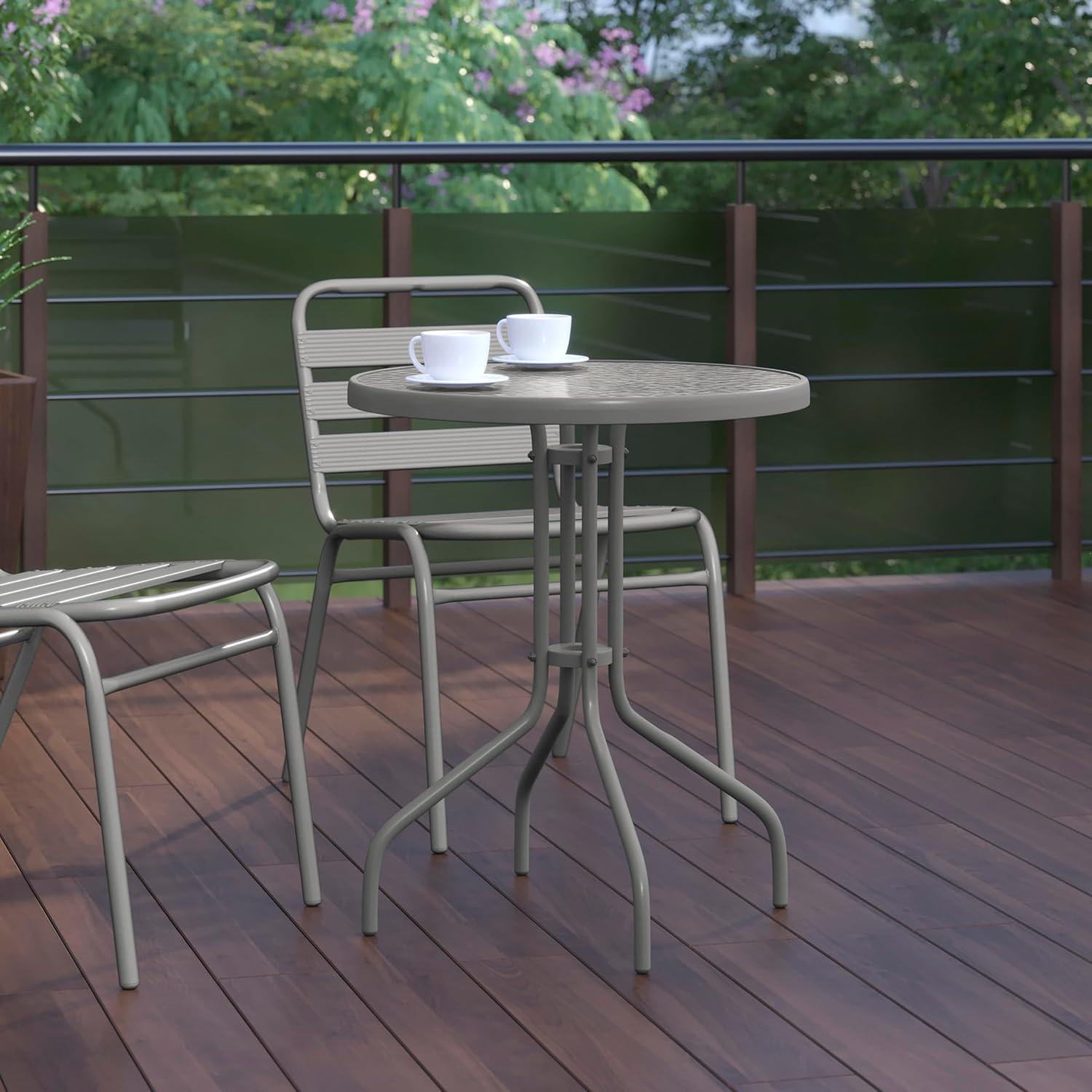 imageFlash Furniture Tory 315quot x 55quot Rectangular Tempered Glass Metal Patio Table with Umbrella Hole Modern Rippled Glass Outdoor Dining Table BlackClear TopSilver Frame