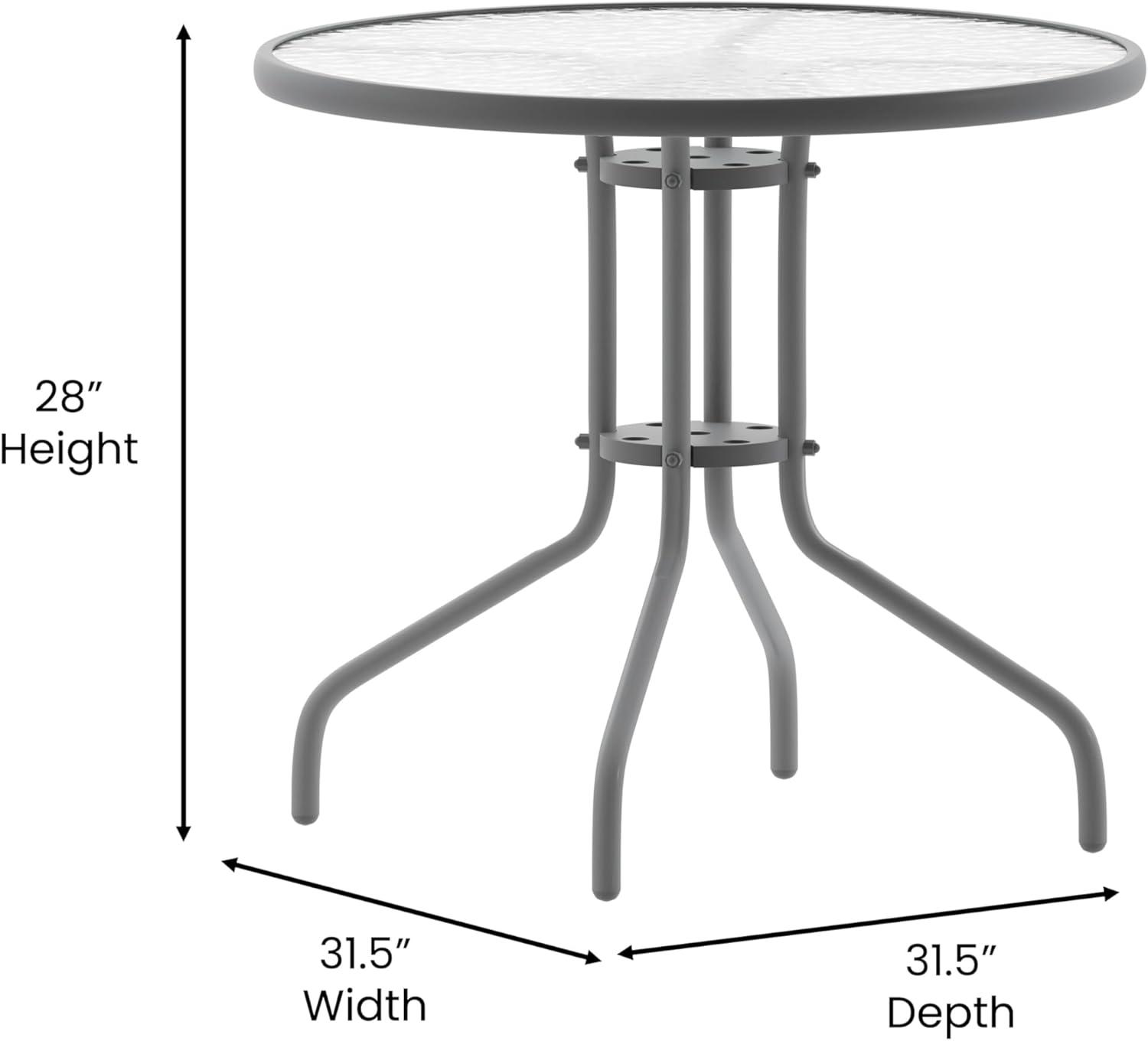 imageFlash Furniture Tory 315quot x 55quot Rectangular Tempered Glass Metal Patio Table with Umbrella Hole Modern Rippled Glass Outdoor Dining Table BlackClear TopSilver Frame