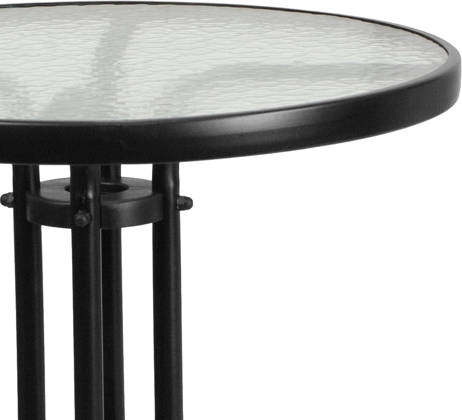 imageFlash Furniture Tory 315quot x 55quot Rectangular Tempered Glass Metal Patio Table with Umbrella Hole Modern Rippled Glass Outdoor Dining Table BlackClear