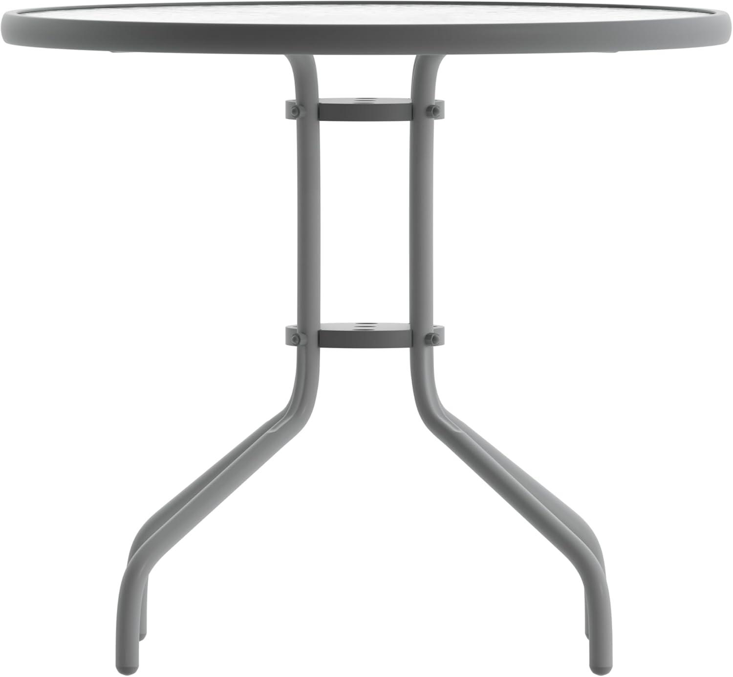 imageFlash Furniture Tory 315quot x 55quot Rectangular Tempered Glass Metal Patio Table with Umbrella Hole Modern Rippled Glass Outdoor Dining Table BlackClear TopSilver Frame