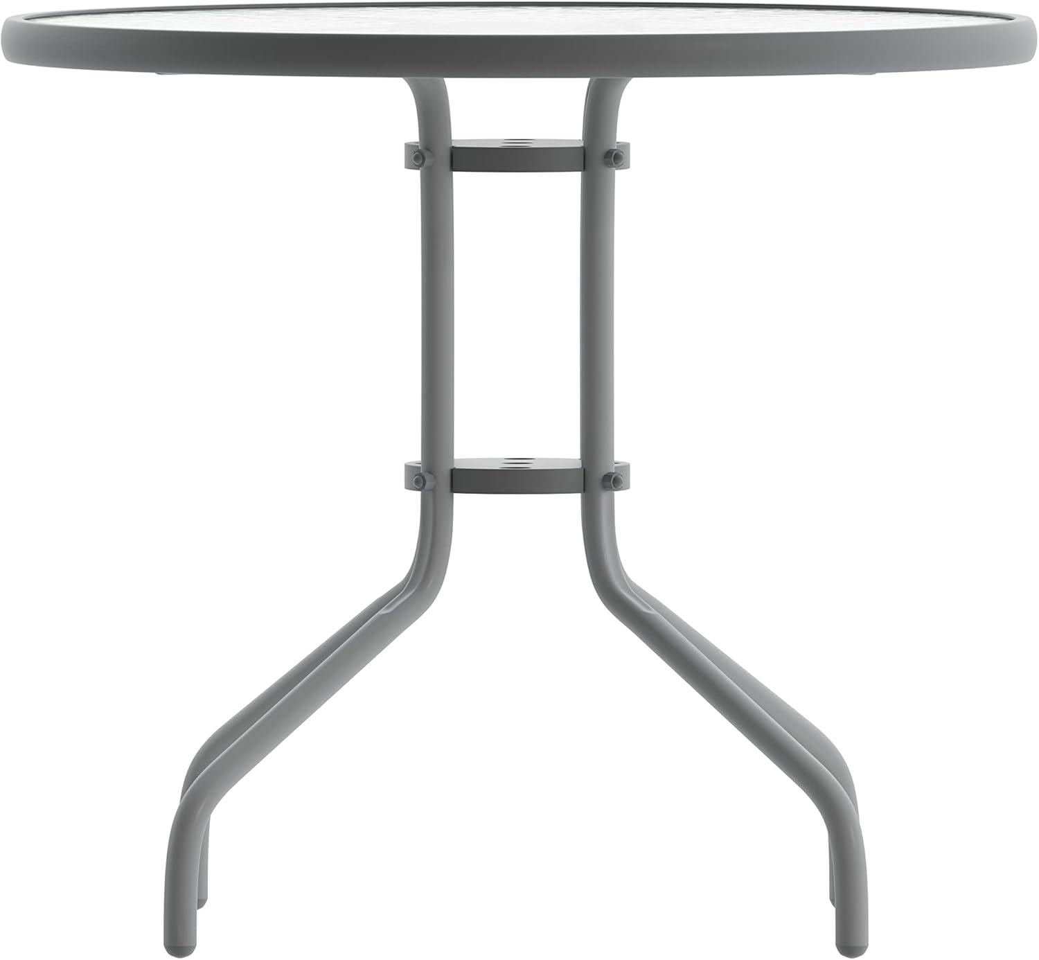 imageFlash Furniture Tory 315quot x 55quot Rectangular Tempered Glass Metal Patio Table with Umbrella Hole Modern Rippled Glass Outdoor Dining Table BlackClear TopSilver Frame