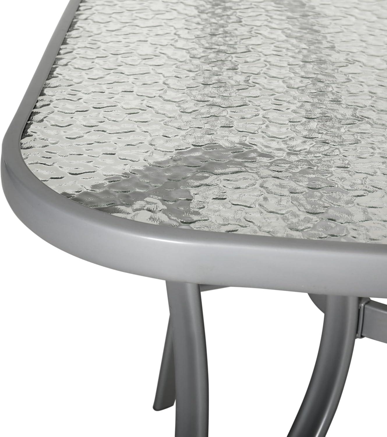 imageFlash Furniture Tory Rectangle Patio Table with Umbrella Hole Commercial AllWeather Table with Heat Resistant Tempered Glass Steel Tube Frame 35x 59 BlackClear TopSilver Frame