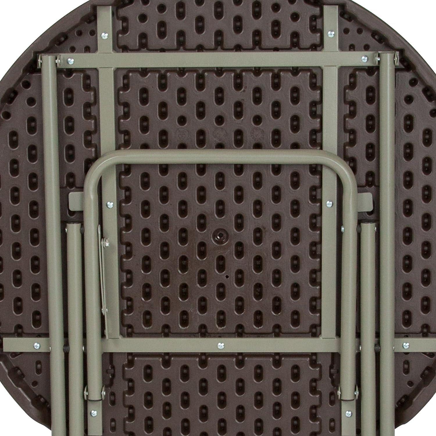 imageFlash Furniture Trellis Commercial Grade 26Foot Round Brown Rattan Plastic Folding Table