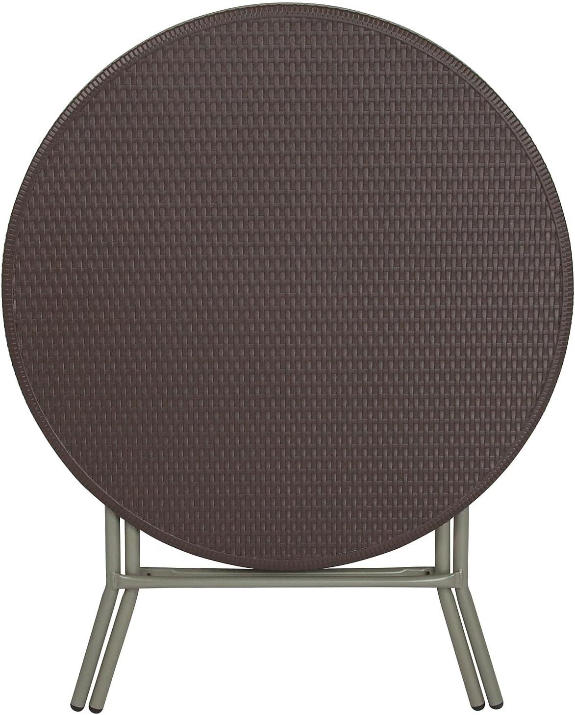 imageFlash Furniture Trellis Commercial Grade 26Foot Round Brown Rattan Plastic Folding Table