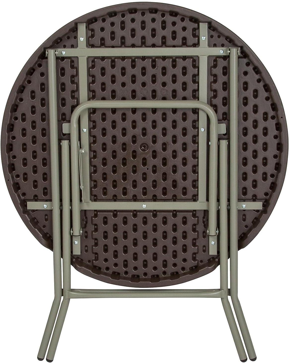 imageFlash Furniture Trellis Commercial Grade 26Foot Round Brown Rattan Plastic Folding Table