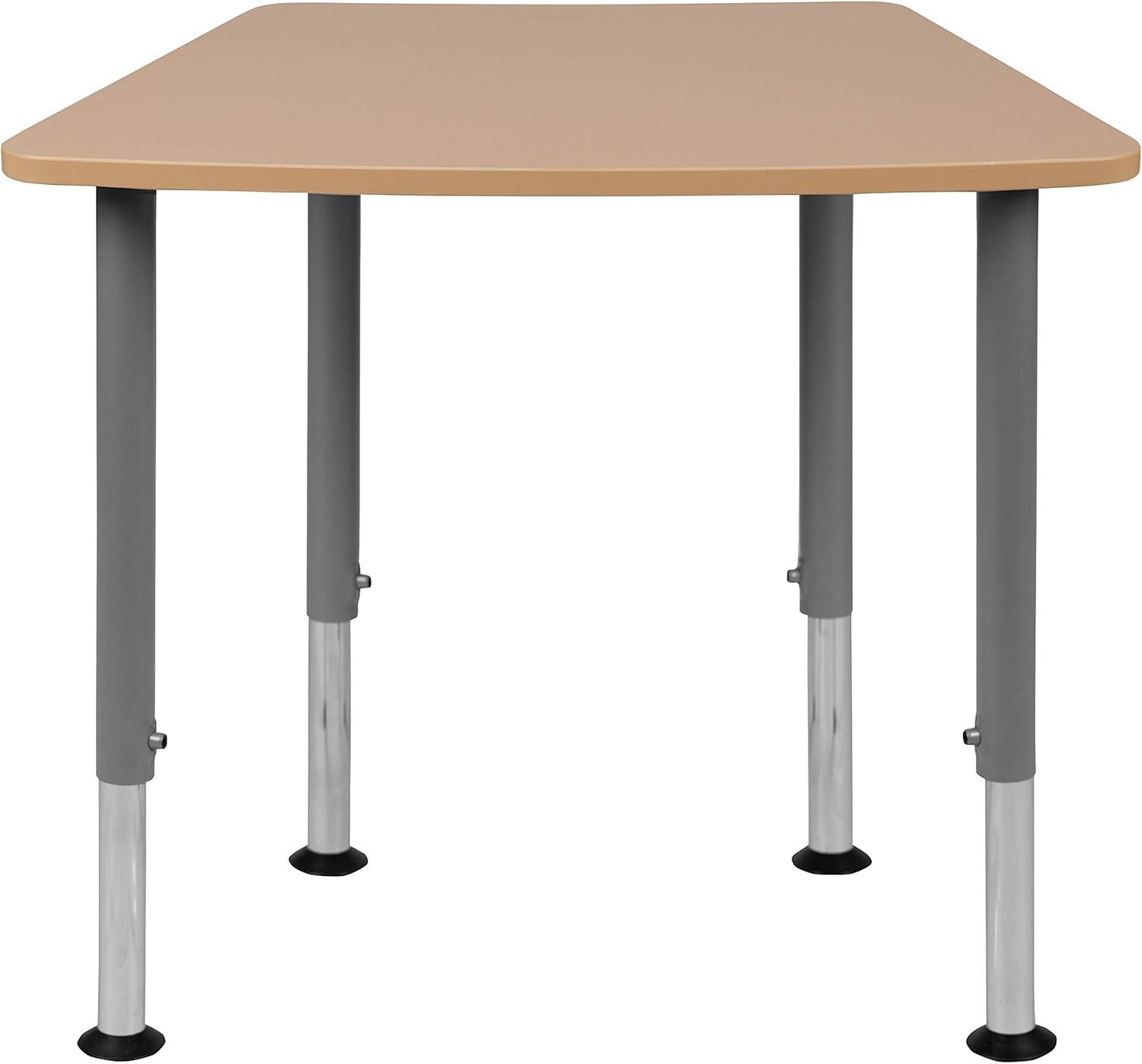 imageFlash Furniture Triangular Natural Collaborative Student Desk Adjustable from 223quot to 34quot Home and ClassroomHexagon