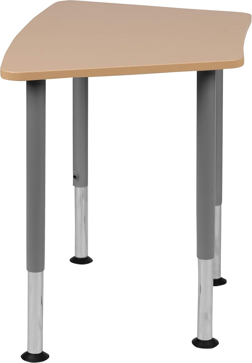 imageFlash Furniture Triangular Natural Collaborative Student Desk Adjustable from 223quot to 34quot Home and ClassroomHexagon