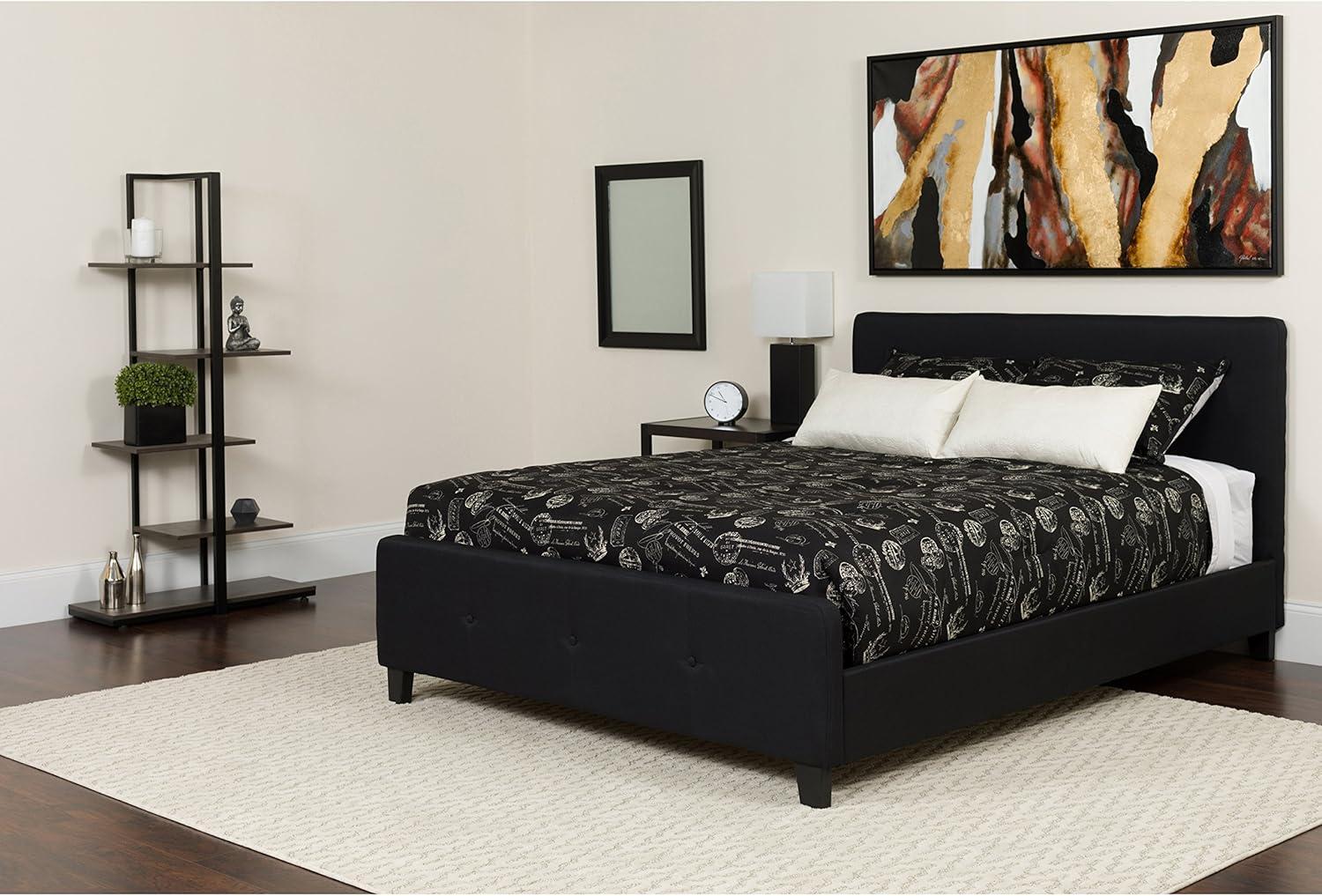 imageFlash Furniture Tribeca Full Size Tufted Upholstered Platform Bed in Black FabricBlack