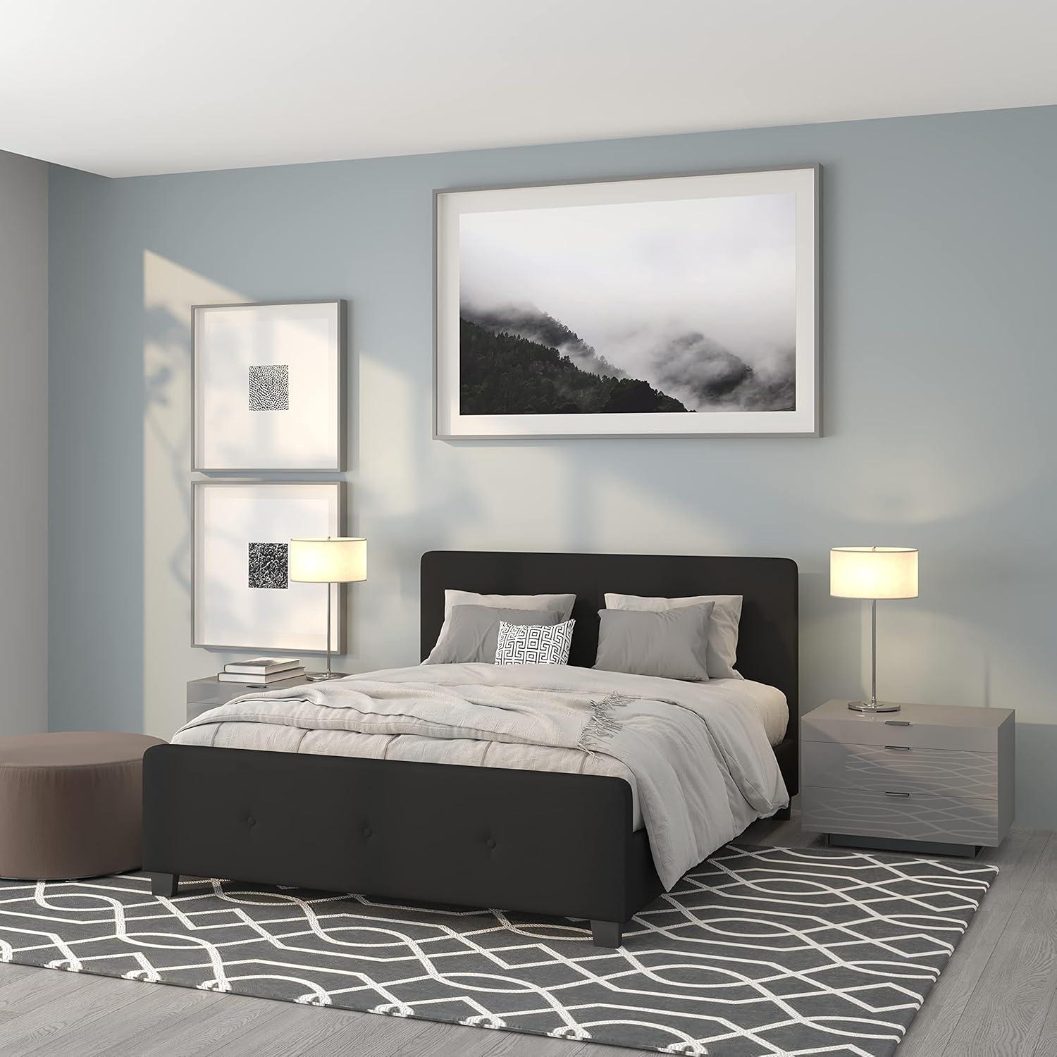 imageFlash Furniture Tribeca Full Size Tufted Upholstered Platform Bed in Black FabricBlack