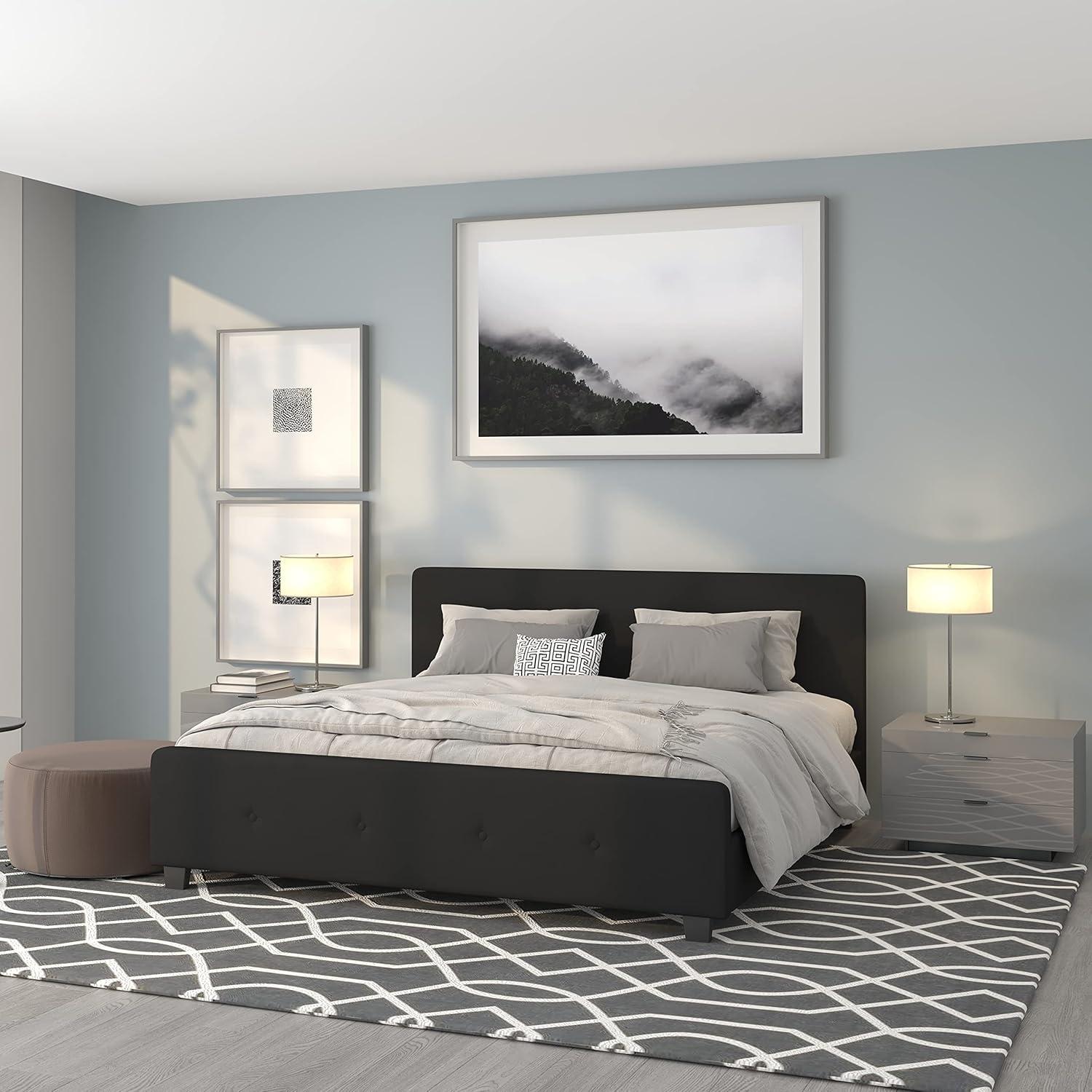 imageFlash Furniture Tribeca Full Size Tufted Upholstered Platform Bed in Black FabricBlack