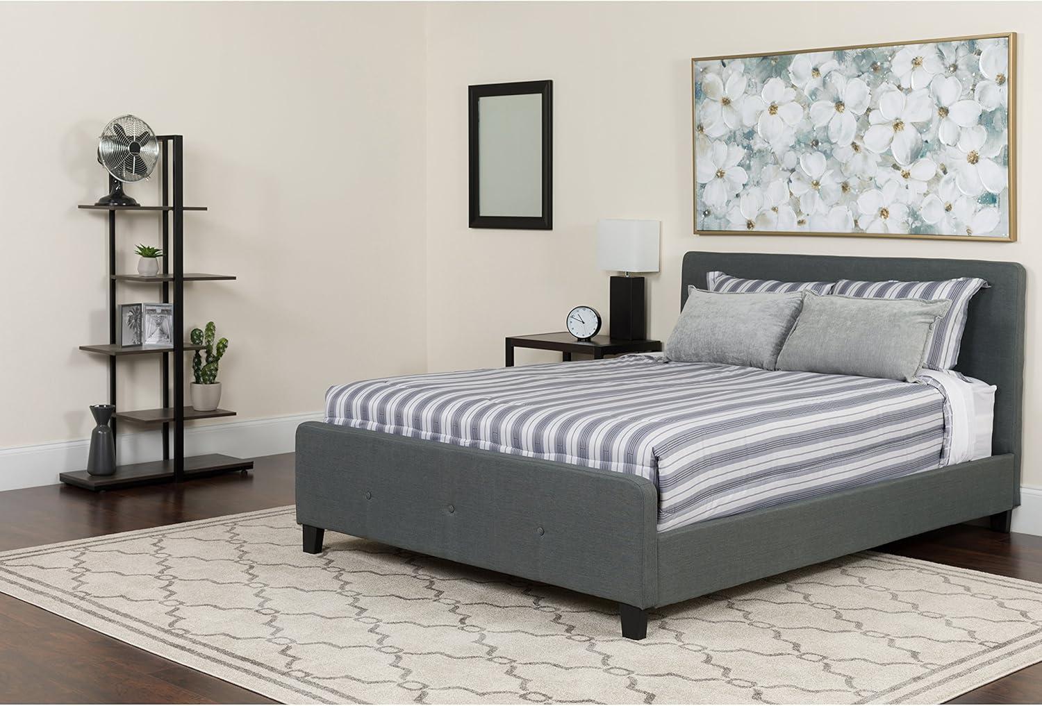 imageFlash Furniture Tribeca Full Size Tufted Upholstered Platform Bed in Black FabricDark Gray