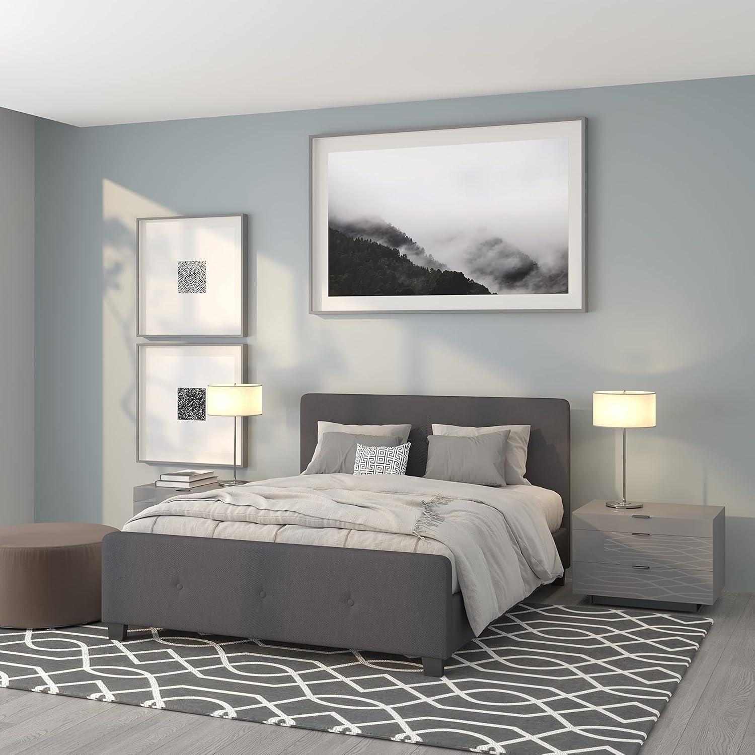 imageFlash Furniture Tribeca Full Size Tufted Upholstered Platform Bed in Black FabricDark Gray