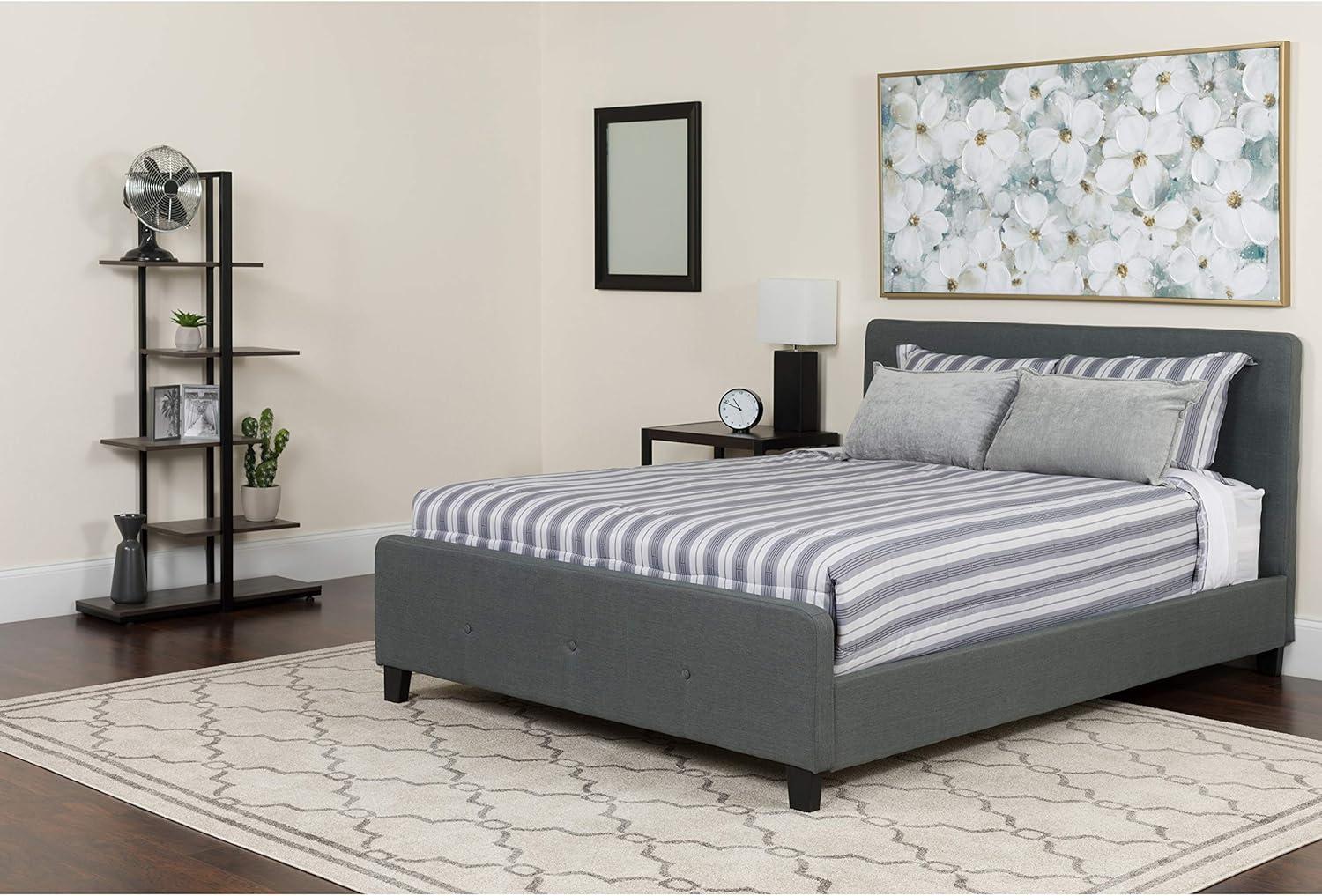 imageFlash Furniture Tribeca Full Size Tufted Upholstered Platform Bed in Black FabricDark Gray