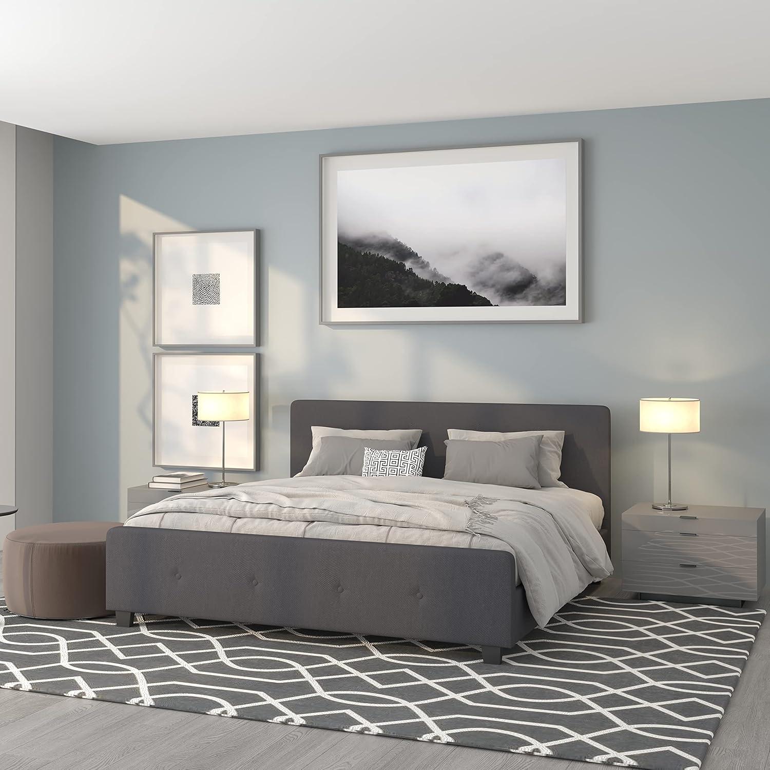 imageFlash Furniture Tribeca Full Size Tufted Upholstered Platform Bed in Black FabricDark Gray