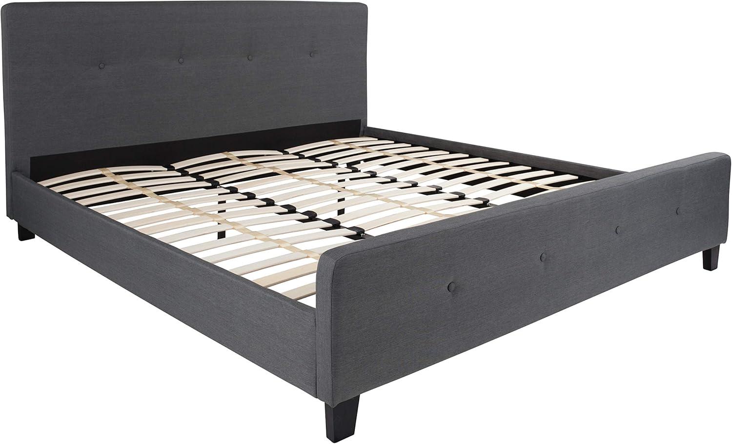 imageFlash Furniture Tribeca Full Size Tufted Upholstered Platform Bed in Black FabricDark Gray