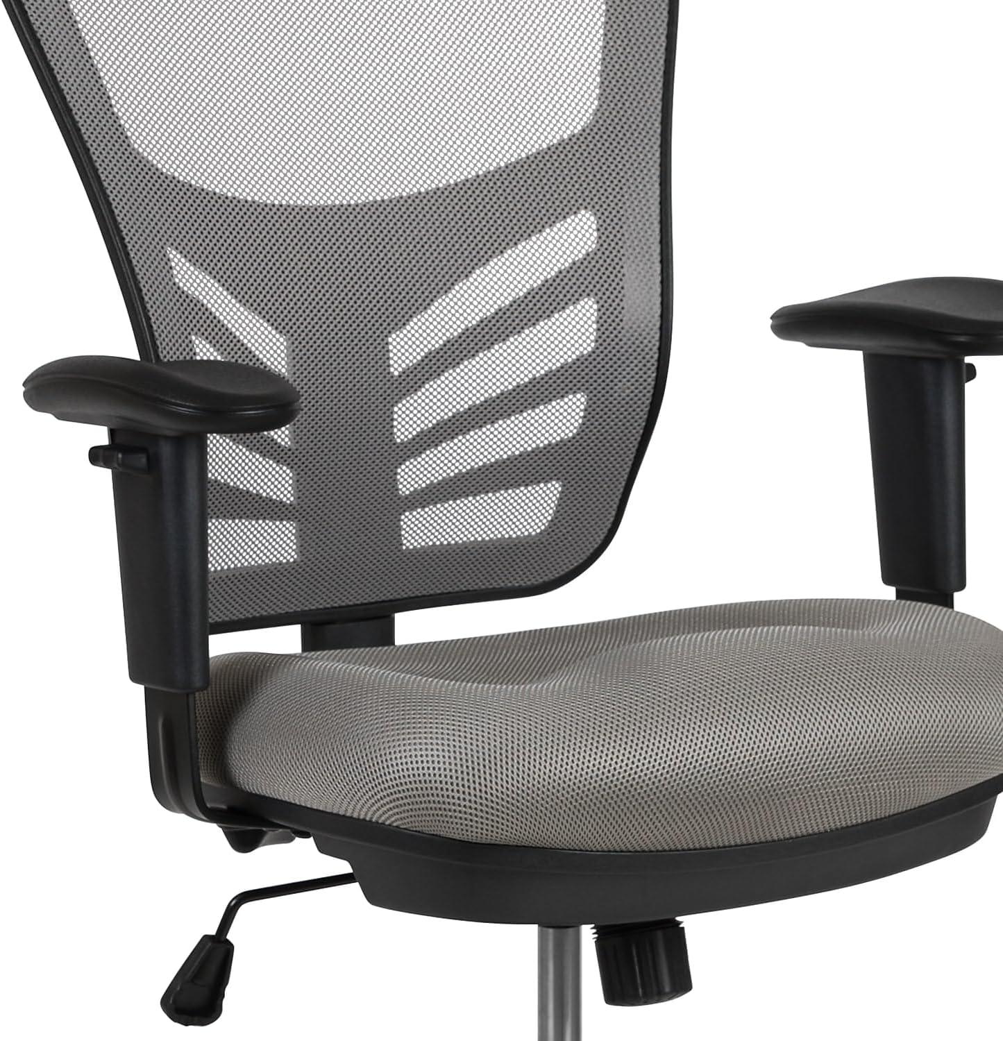 imageFlash Furniture Tyler MidBack Black Mesh Ergonomic Drafting Chair with Adjustable Chrome Foot Ring Adjustable Arms and Black FrameLight Gray MeshBlack Frame