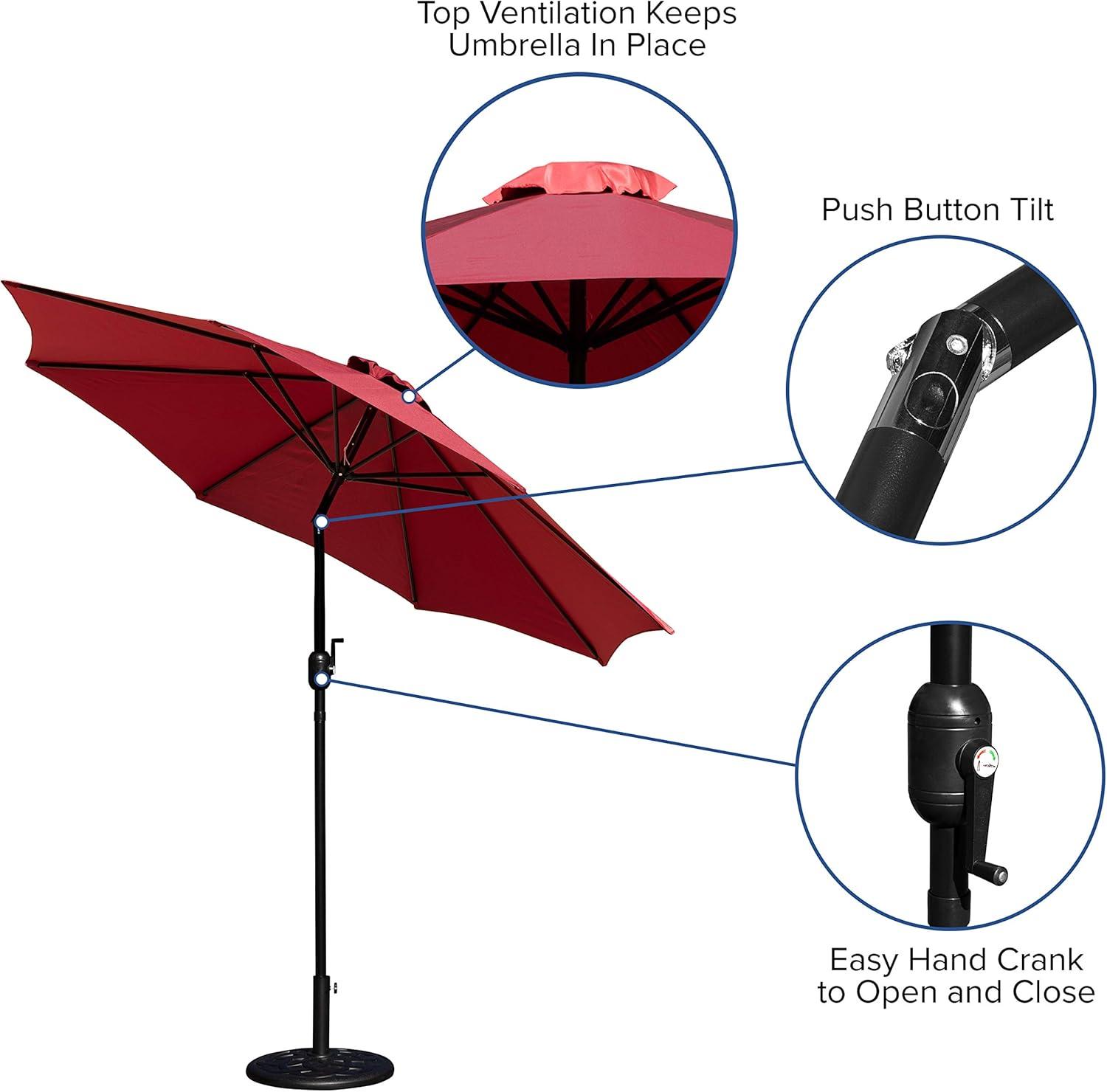 imageFlash Furniture Universal Black Cement Patio Umbrella Base with Weatherproof Plastic Polymer Coating 1925quot DiameterRed