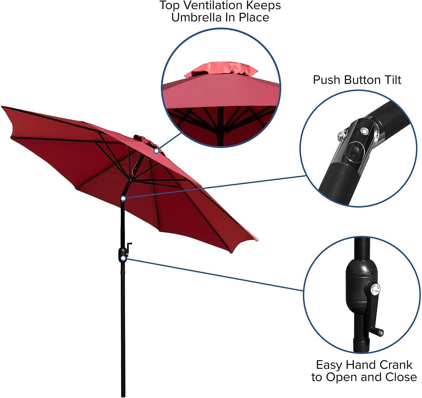 imageFlash Furniture Universal Black Cement Patio Umbrella Base with Weatherproof Plastic Polymer Coating 1925quot DiameterRed