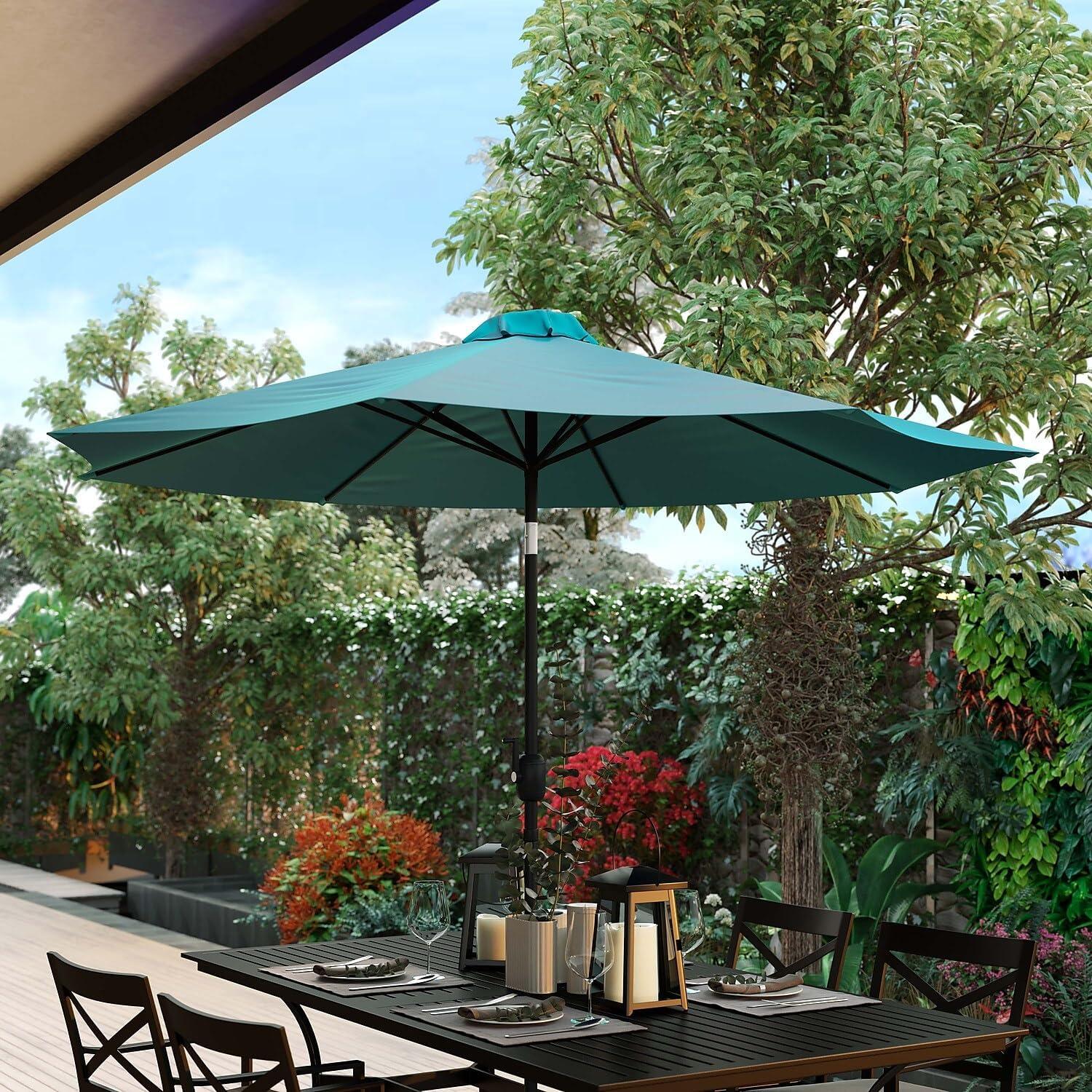 imageFlash Furniture Universal Black Cement Patio Umbrella Base with Weatherproof Plastic Polymer Coating 1925quot DiameterTeal