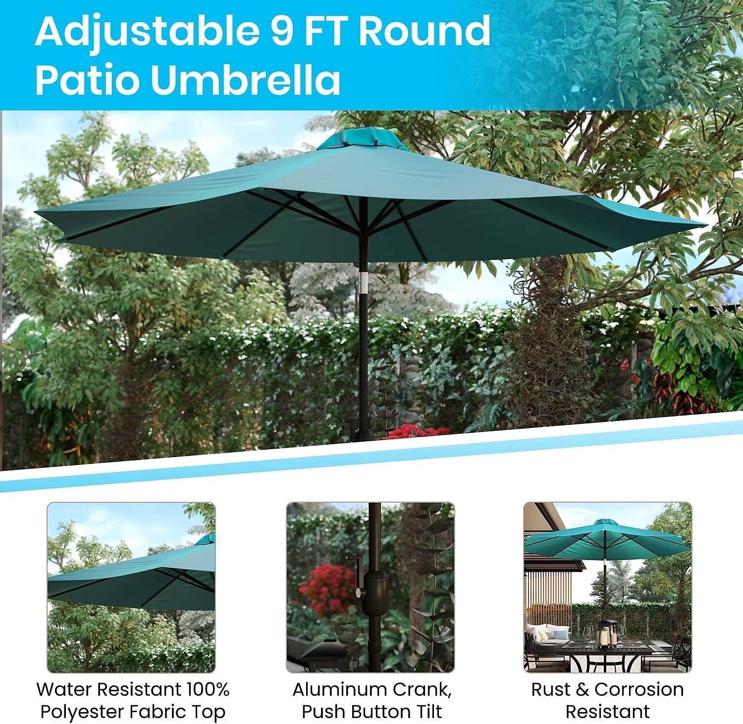 imageFlash Furniture Universal Black Cement Patio Umbrella Base with Weatherproof Plastic Polymer Coating 1925quot DiameterTeal